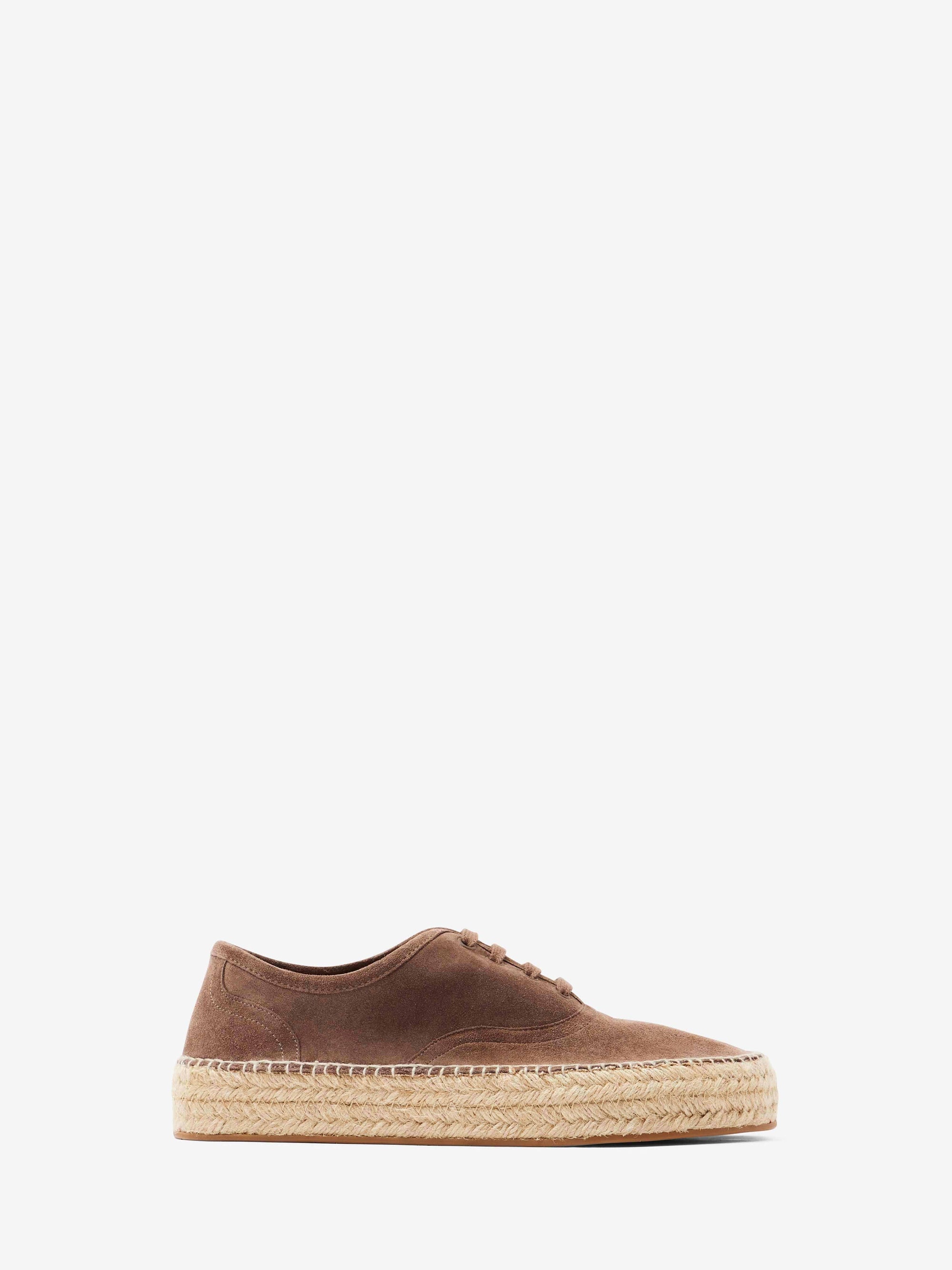 SUEDE LACE-FRONT PLATFORM ESPADRILLES