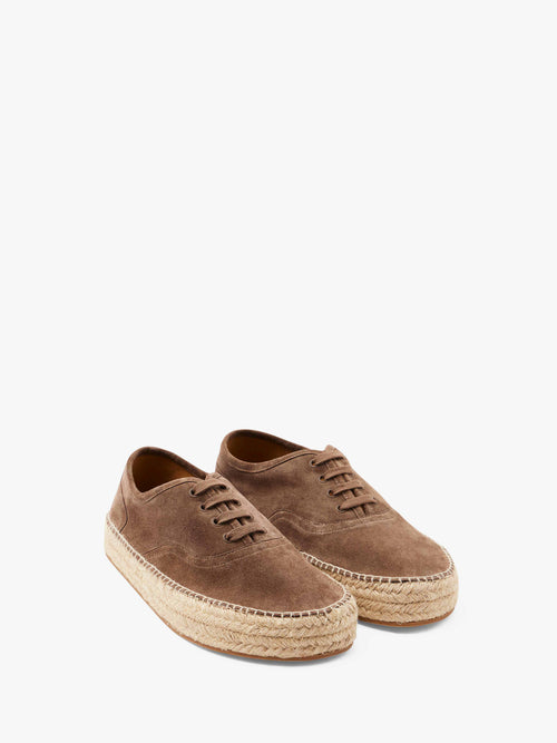 SUEDE LACE-FRONT PLATFORM ESPADRILLES