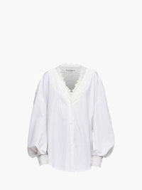 CL_LACE TRIM V NECK SHIRT - GREY/WHITE_SH0347PG1691