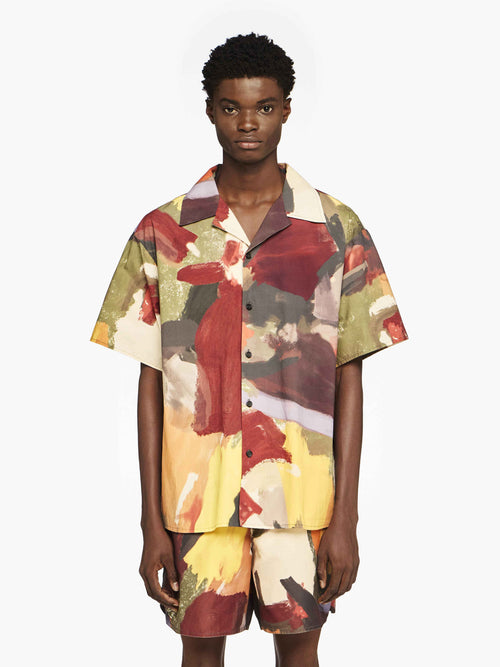 SHORT SLEEVE "ABSTRACT" PRINTED SHIRT