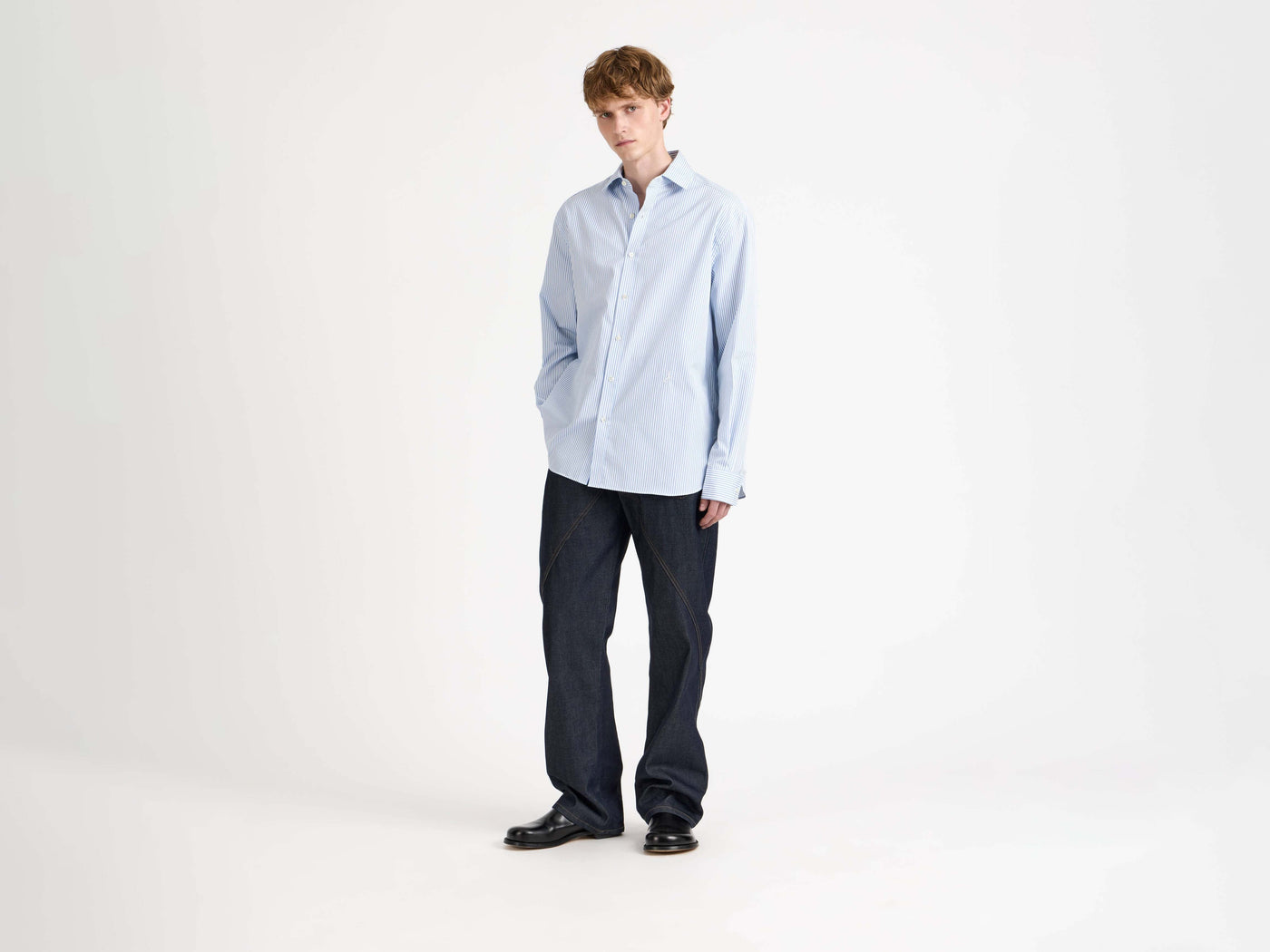 dress shirt blue white Model Front 5