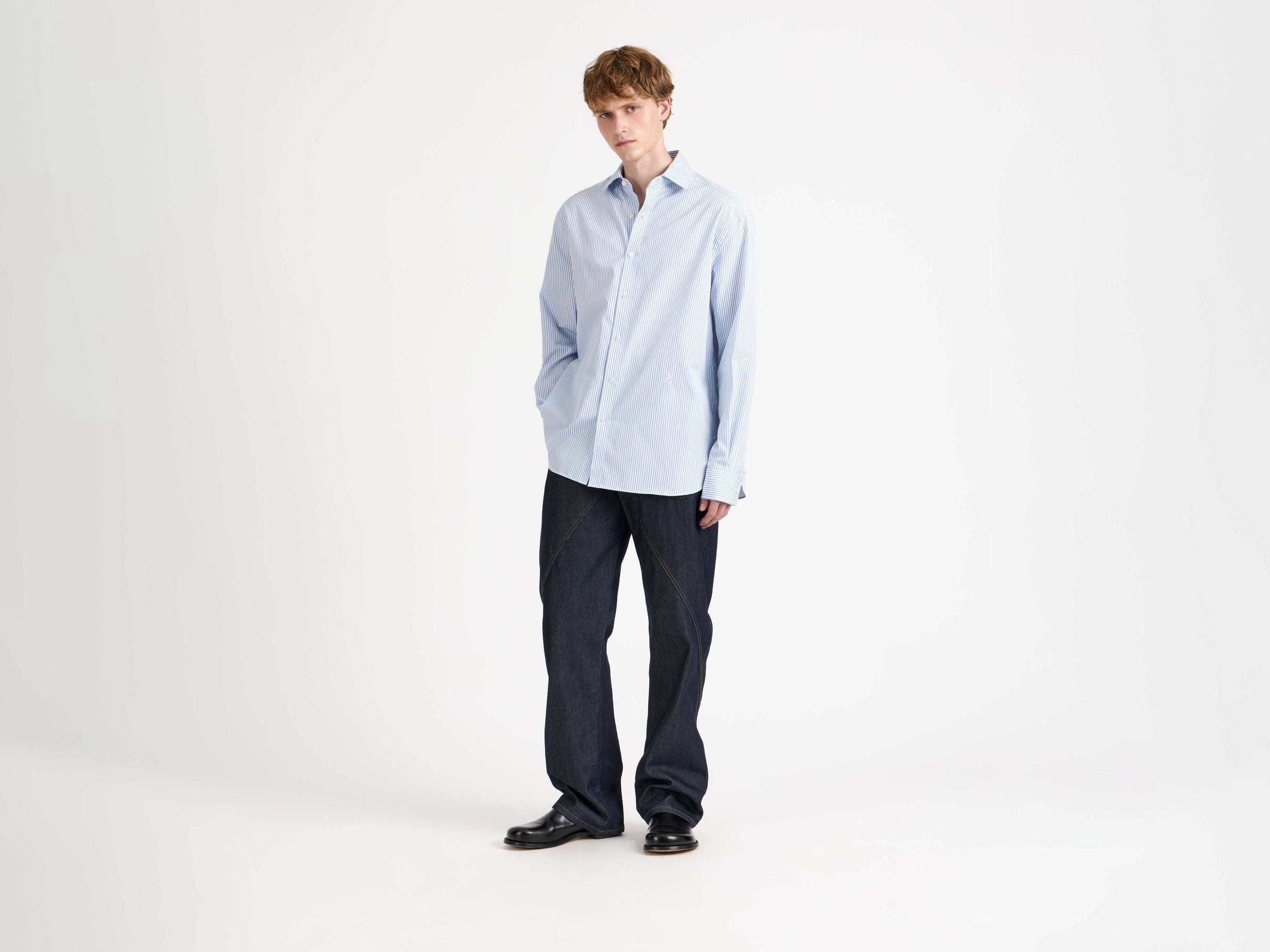 dress shirt blue white Model Front 5