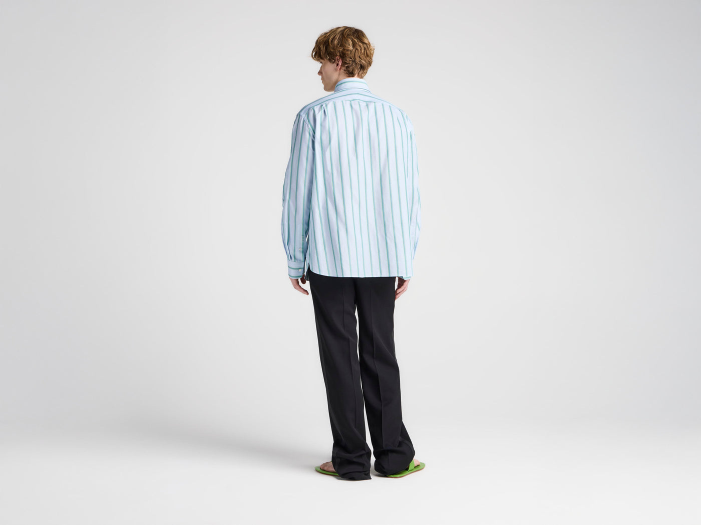 MENS STRIPED DRESS SHIRT IN BLUE & GREEN