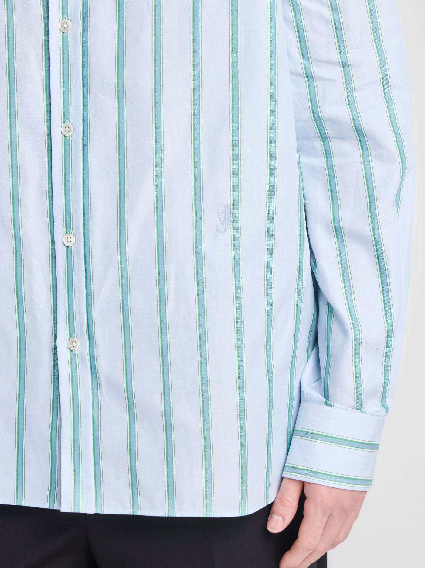 MENS STRIPED DRESS SHIRT IN BLUE & GREEN