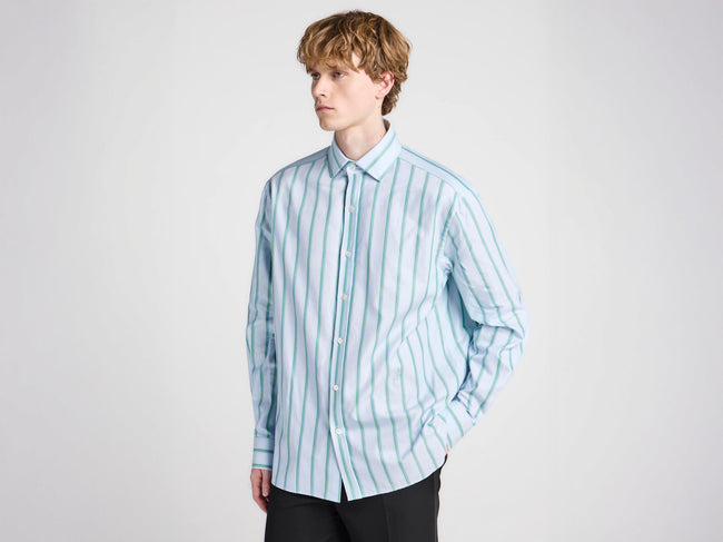 MENS STRIPED DRESS SHIRT IN BLUE & GREEN