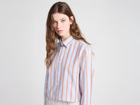 WOMENS CROPPED SHIRT IN BLUE & ORANGE