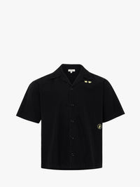CL_CONTRAST EMBROIDERY SHORT SLEEVE SHIRT - WASHED BLACK_SH0371PG1823