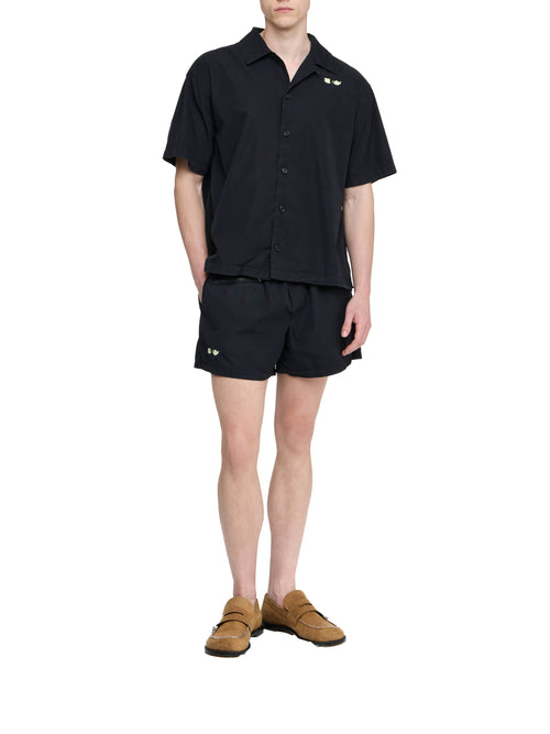 CONTRAST EMBROIDERY SHORT SLEEVE SHIRT