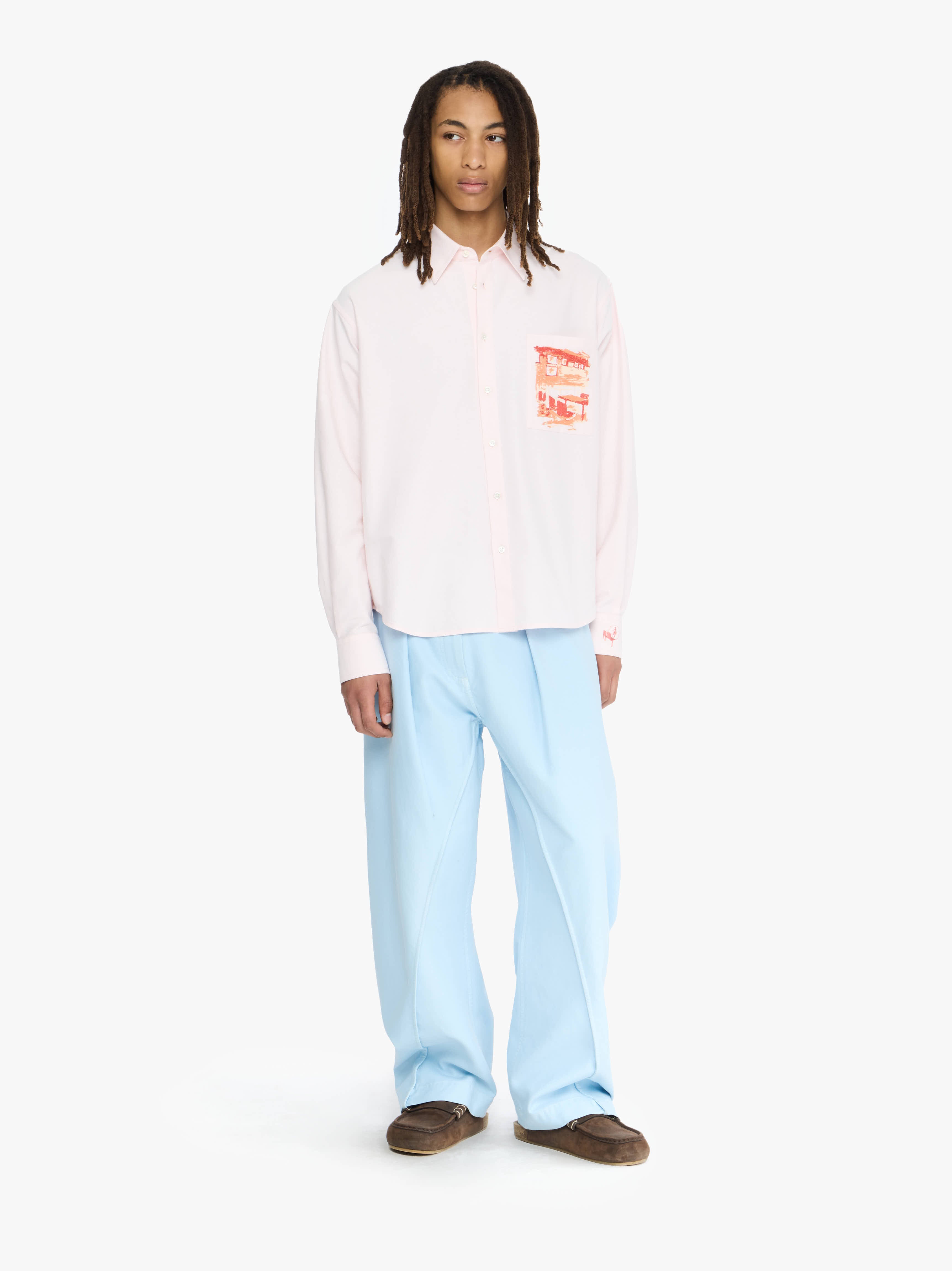 Tシャツ・カットソー JW ANDERSON Men Long Tops JT0277 PG1510001 White Off-White Fence Printed T-shirt by JW Anderson on Sale