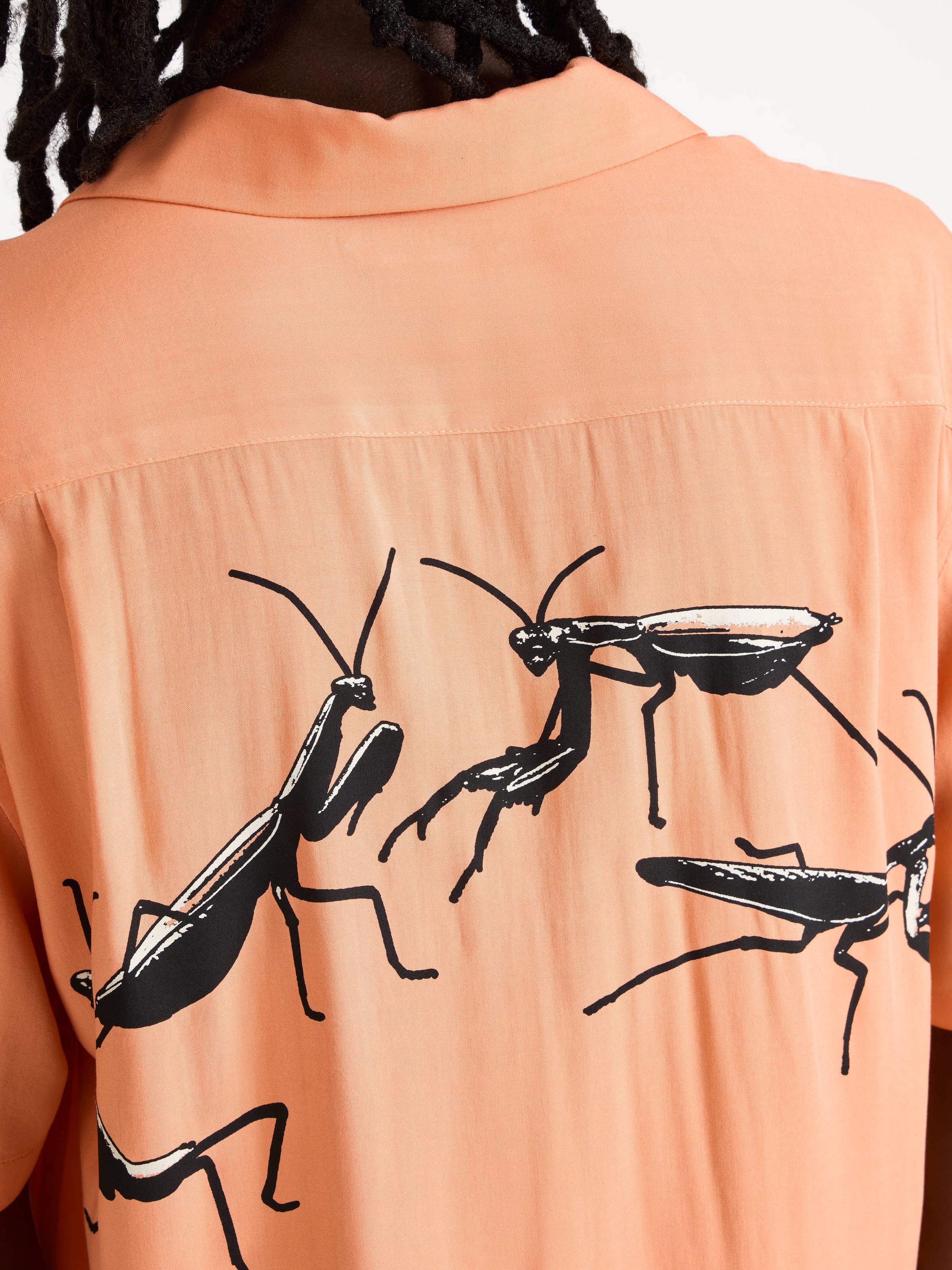 short sleeve camp collar shirt peach Model Detail 2