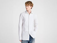 MENS PLEATED FRONT TUXEDO SHIRT IN WHITE
