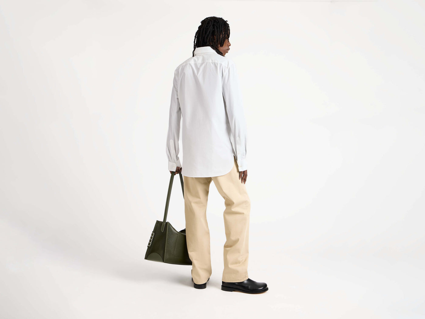 PLEATED FRONT TUXEDO SHIRT IN WHITE