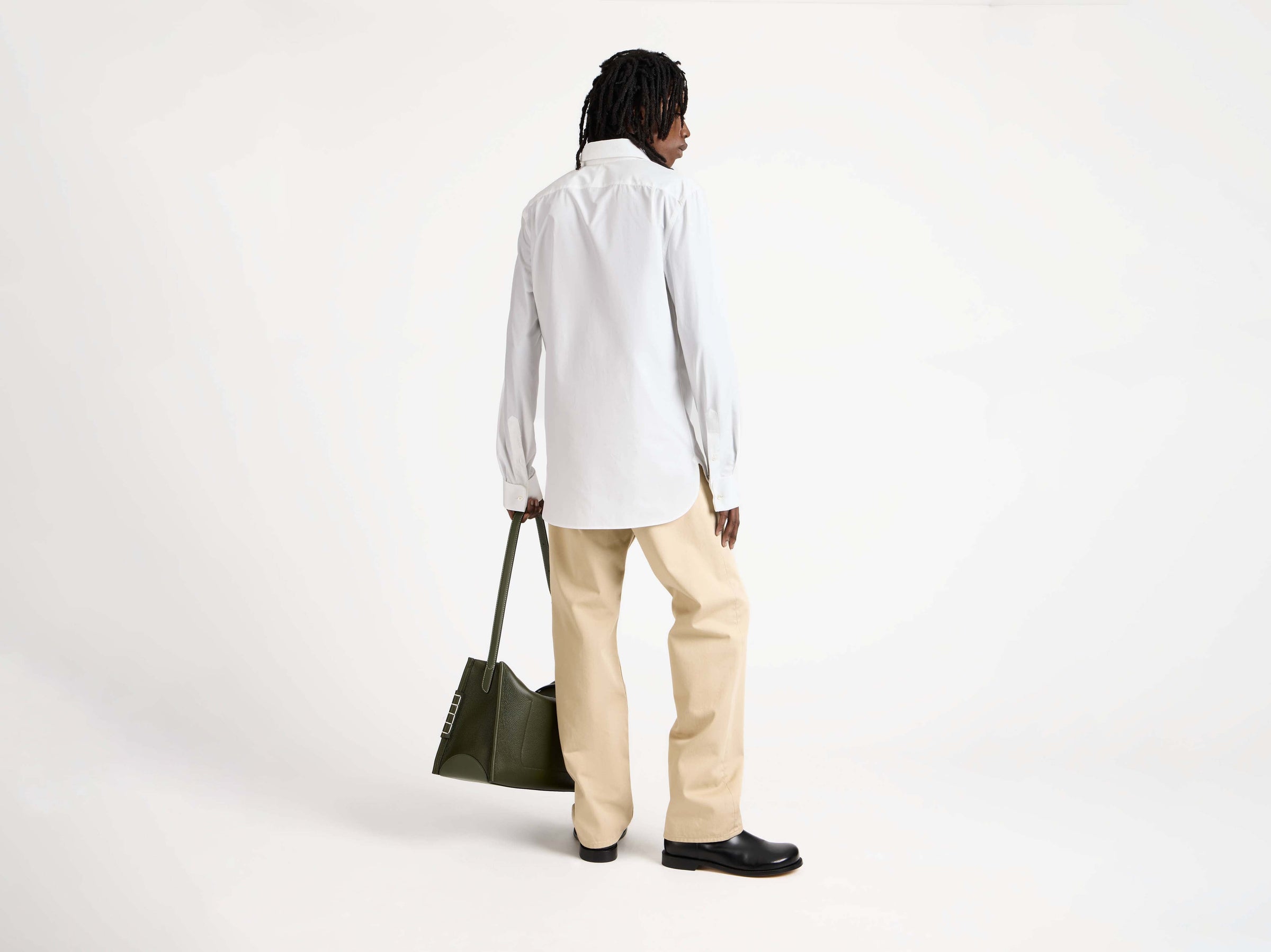 PLEATED FRONT TUXEDO SHIRT IN WHITE