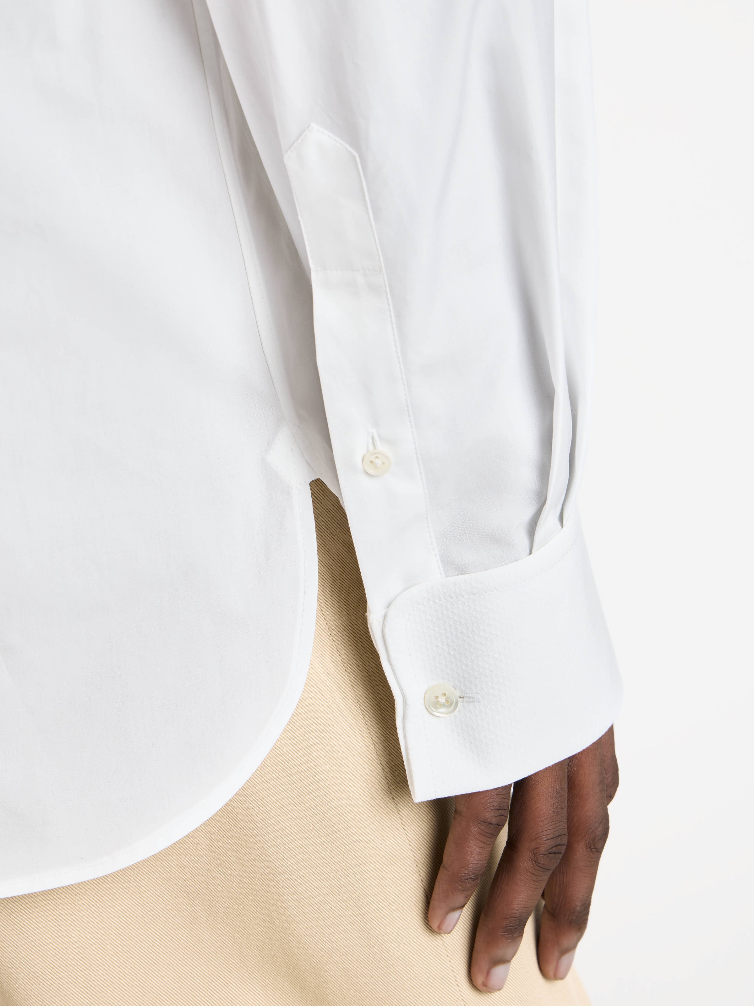 PLEATED FRONT TUXEDO SHIRT IN WHITE