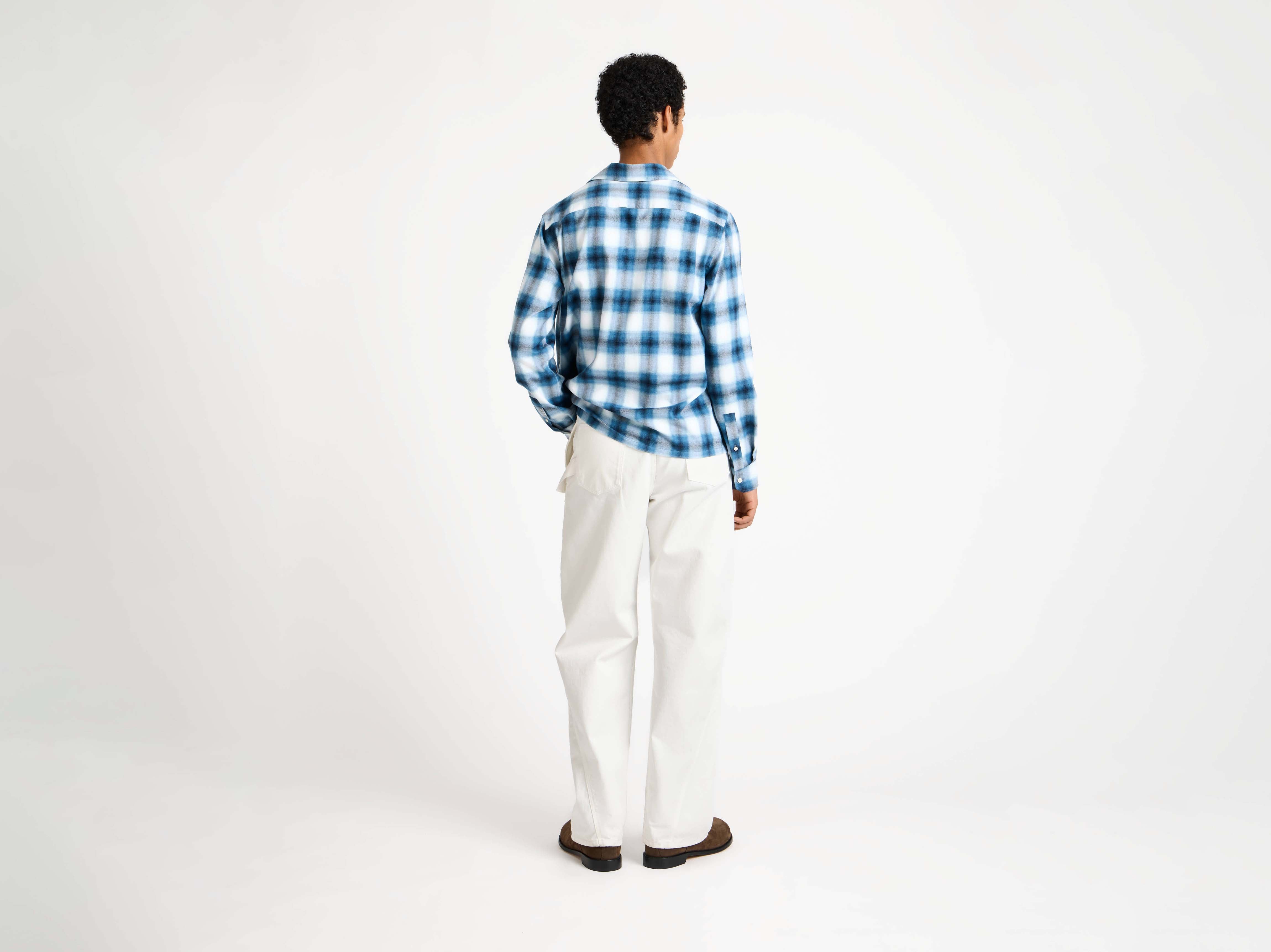 MENS GRADIENT CHECKERED SHIRT IN BLUE in AIRFORCE BLUE