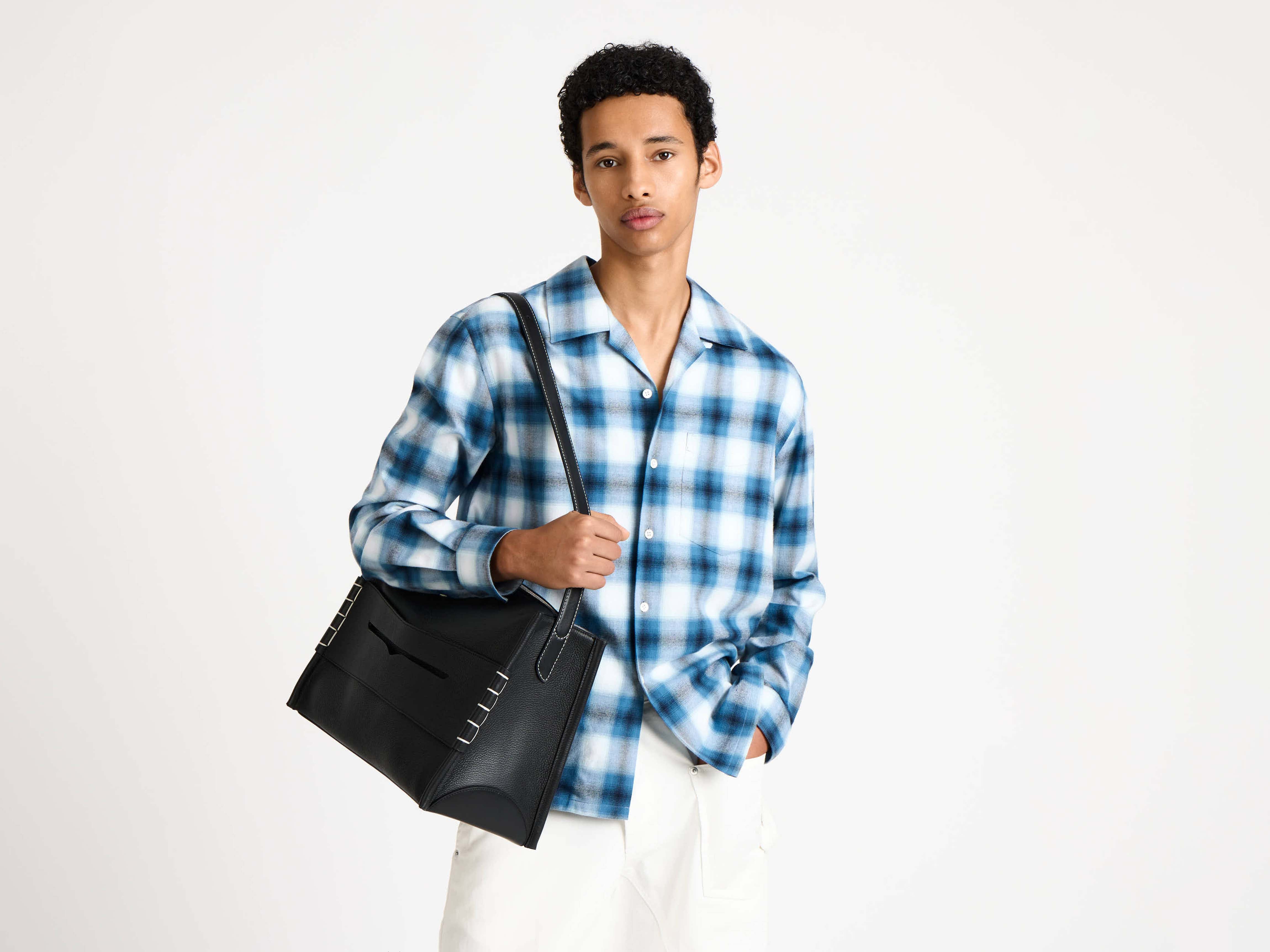 MENS GRADIENT CHECKERED SHIRT IN BLUE in AIRFORCE BLUE