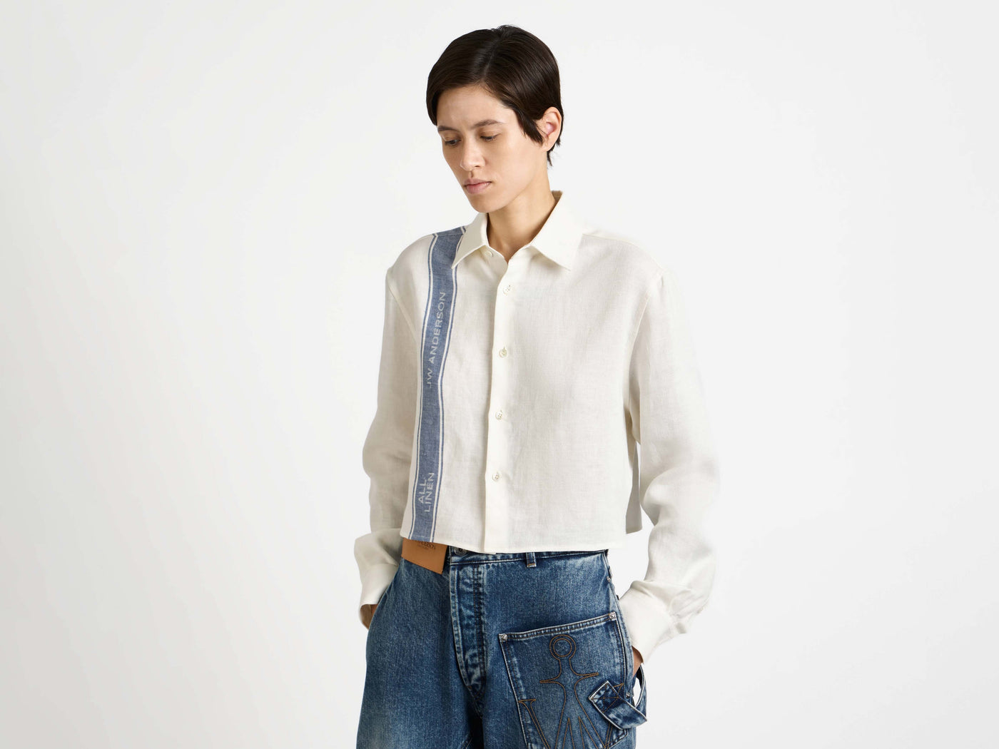 CL_CROPPED SHIRT - OFF WHITE/BLUE_SH0384PG1898
