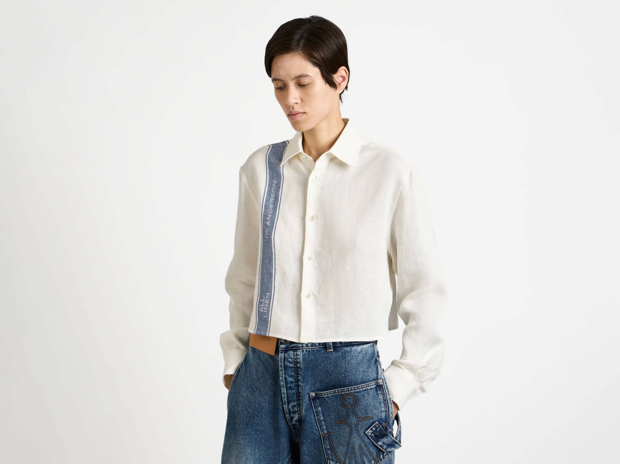 CL_CROPPED SHIRT - OFF WHITE/BLUE_SH0384PG1898