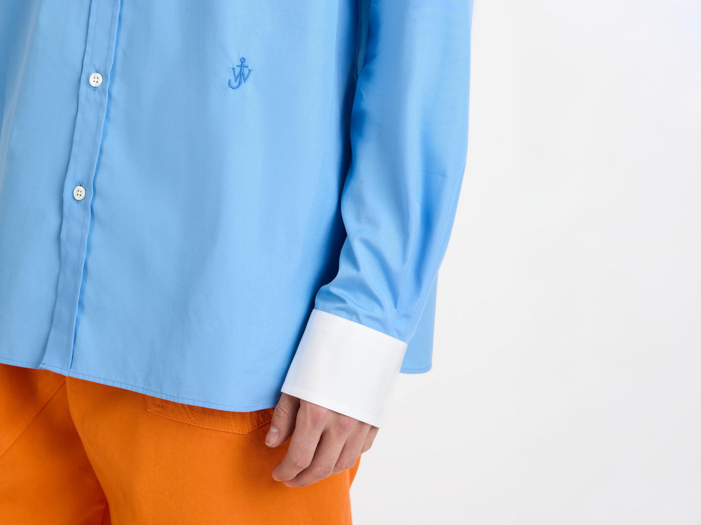 contrast collar dress shirt cornflower blue Model Detail 8