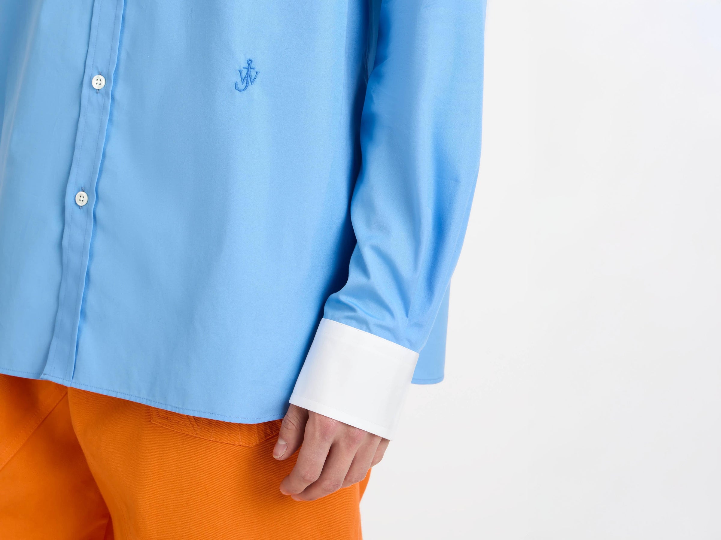 contrast collar dress shirt cornflower blue Model Detail 8