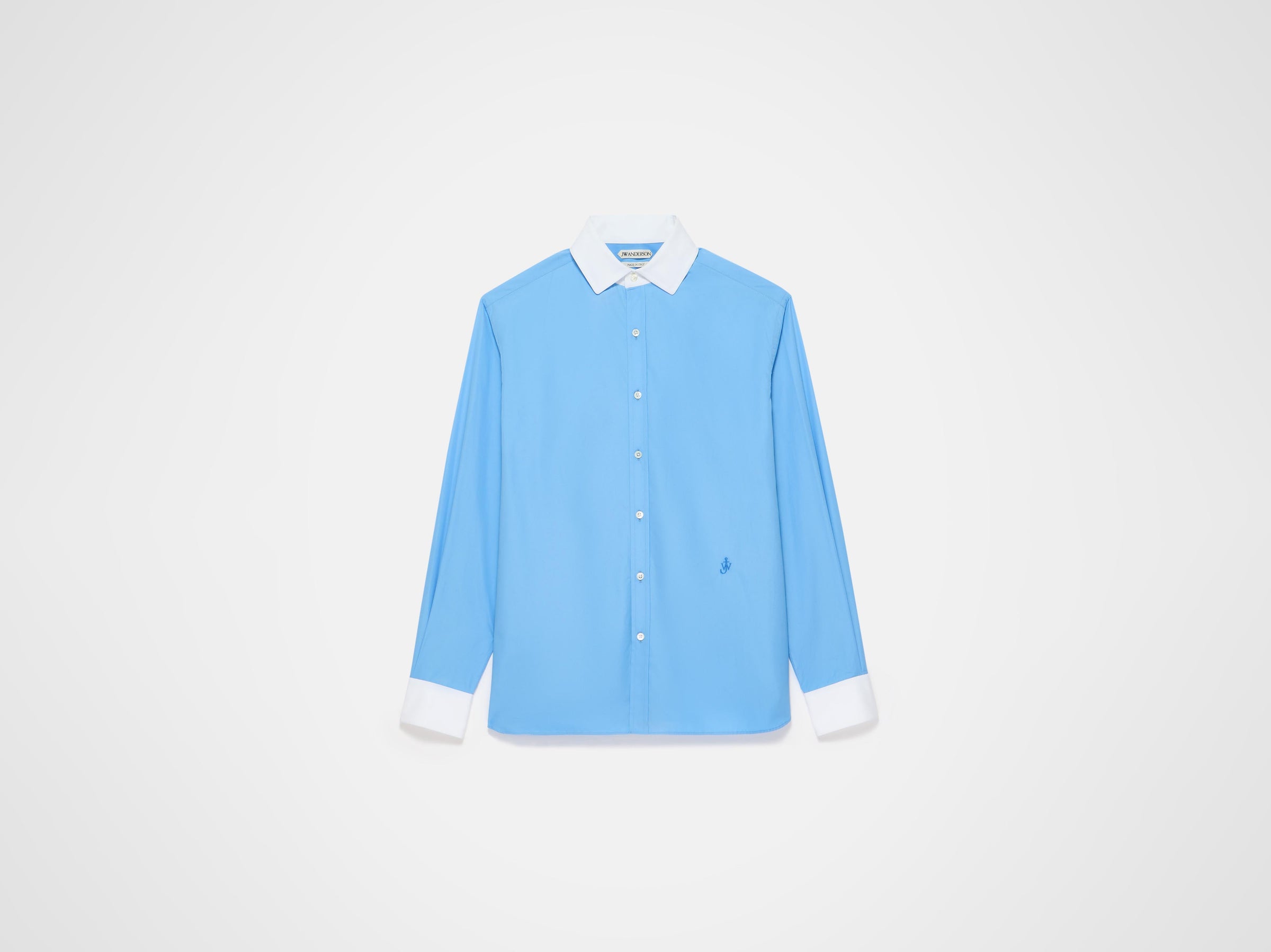 CONTRAST COLLAR DRESS SHIRT IN CORNFLOWER BLUE