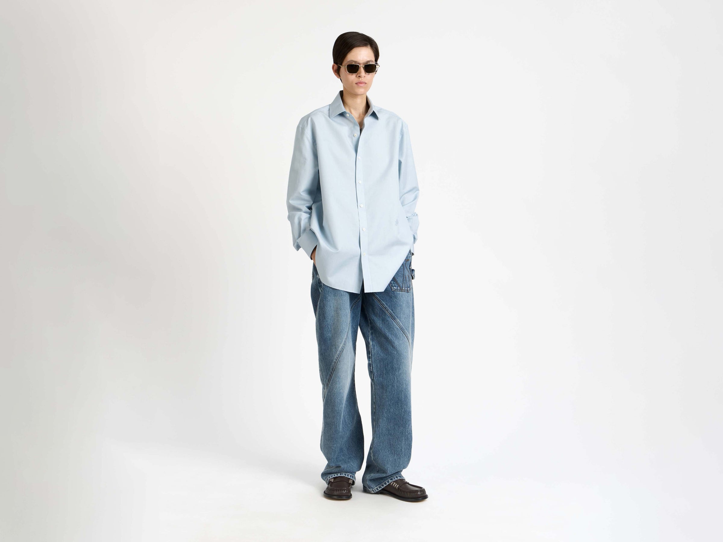dress shirt powder blue Model Front 5