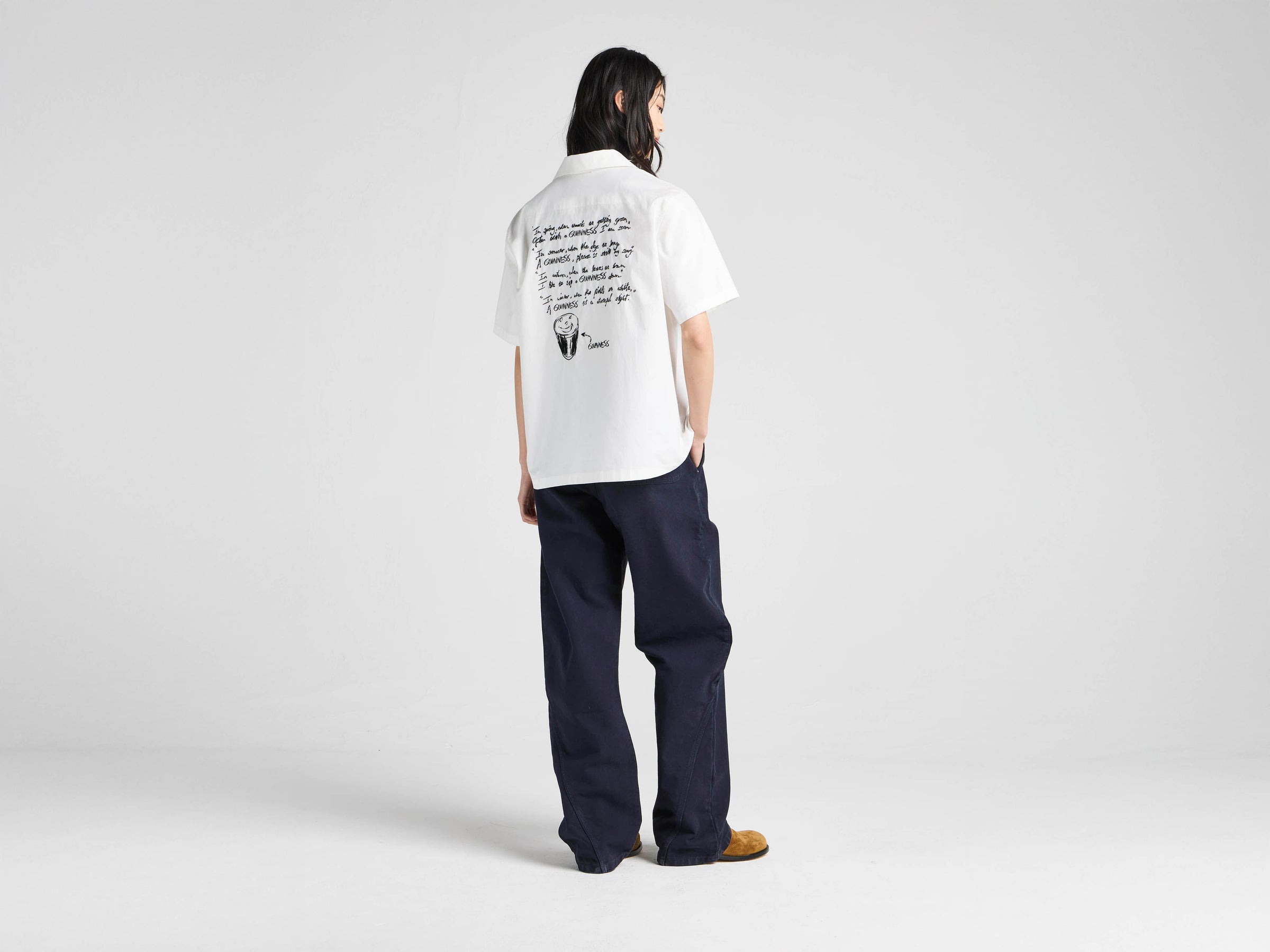 Unisex JW ANDERSON X GUINNESS EMBROIDERED COTTON SHIRT IN WHITE