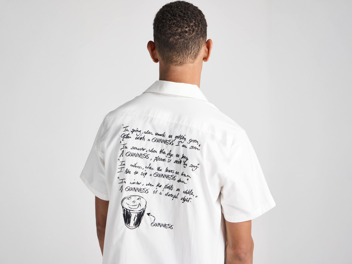 Unisex JW ANDERSON X GUINNESS EMBROIDERED COTTON SHIRT IN WHITE