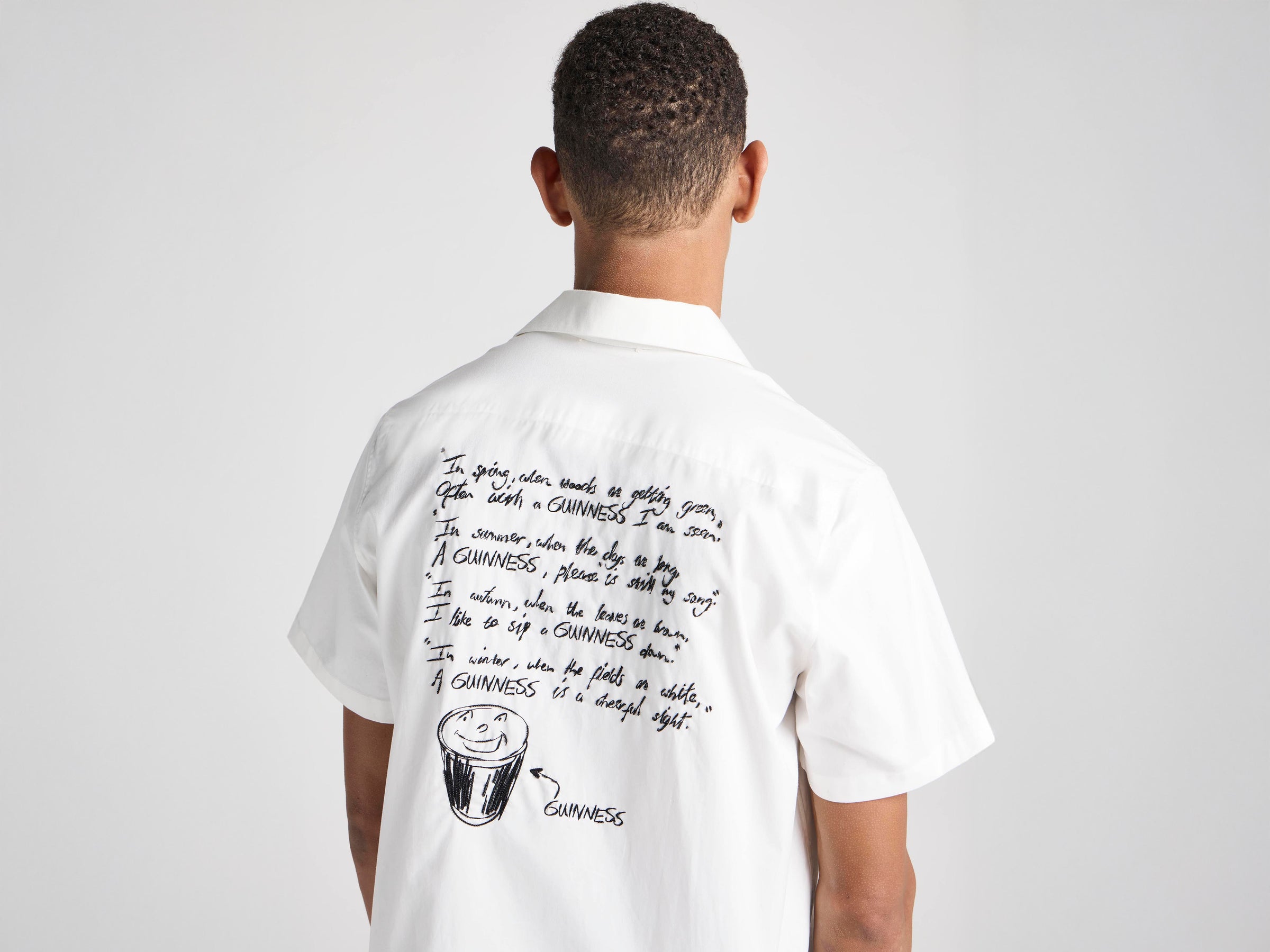 Unisex JW ANDERSON X GUINNESS EMBROIDERED COTTON SHIRT IN WHITE