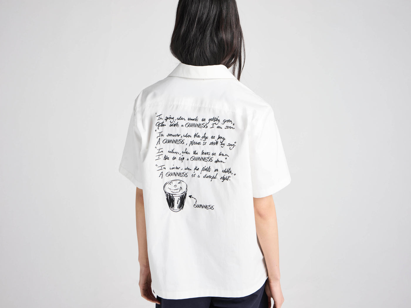 Unisex JW ANDERSON X GUINNESS EMBROIDERED COTTON SHIRT IN WHITE