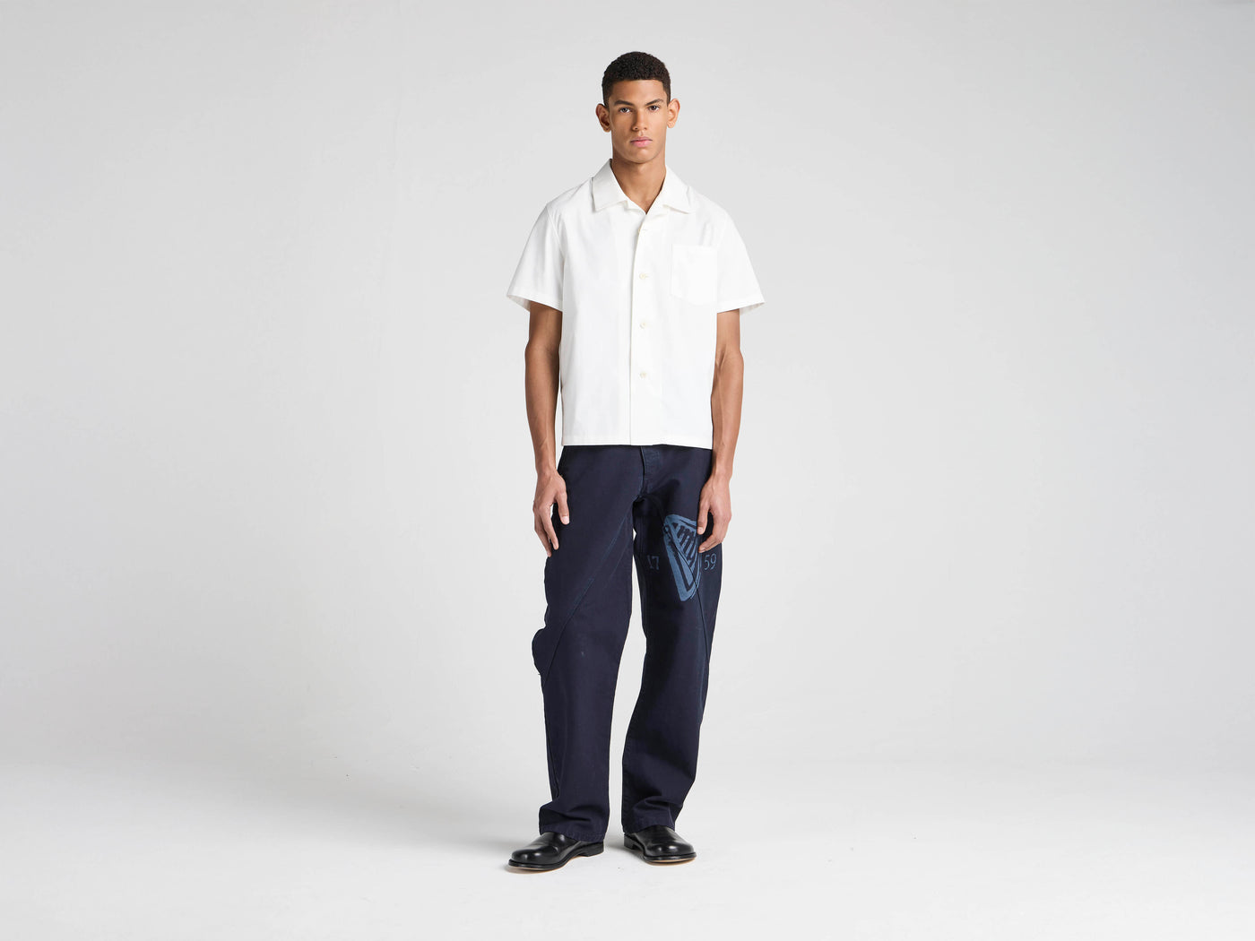 Unisex JW ANDERSON X GUINNESS EMBROIDERED COTTON SHIRT IN WHITE