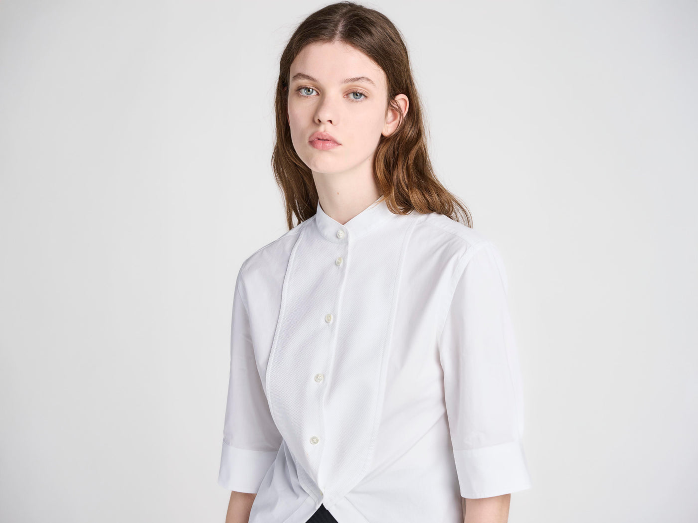WOMENS TUXEDO BIB SHIRT IN WHITE