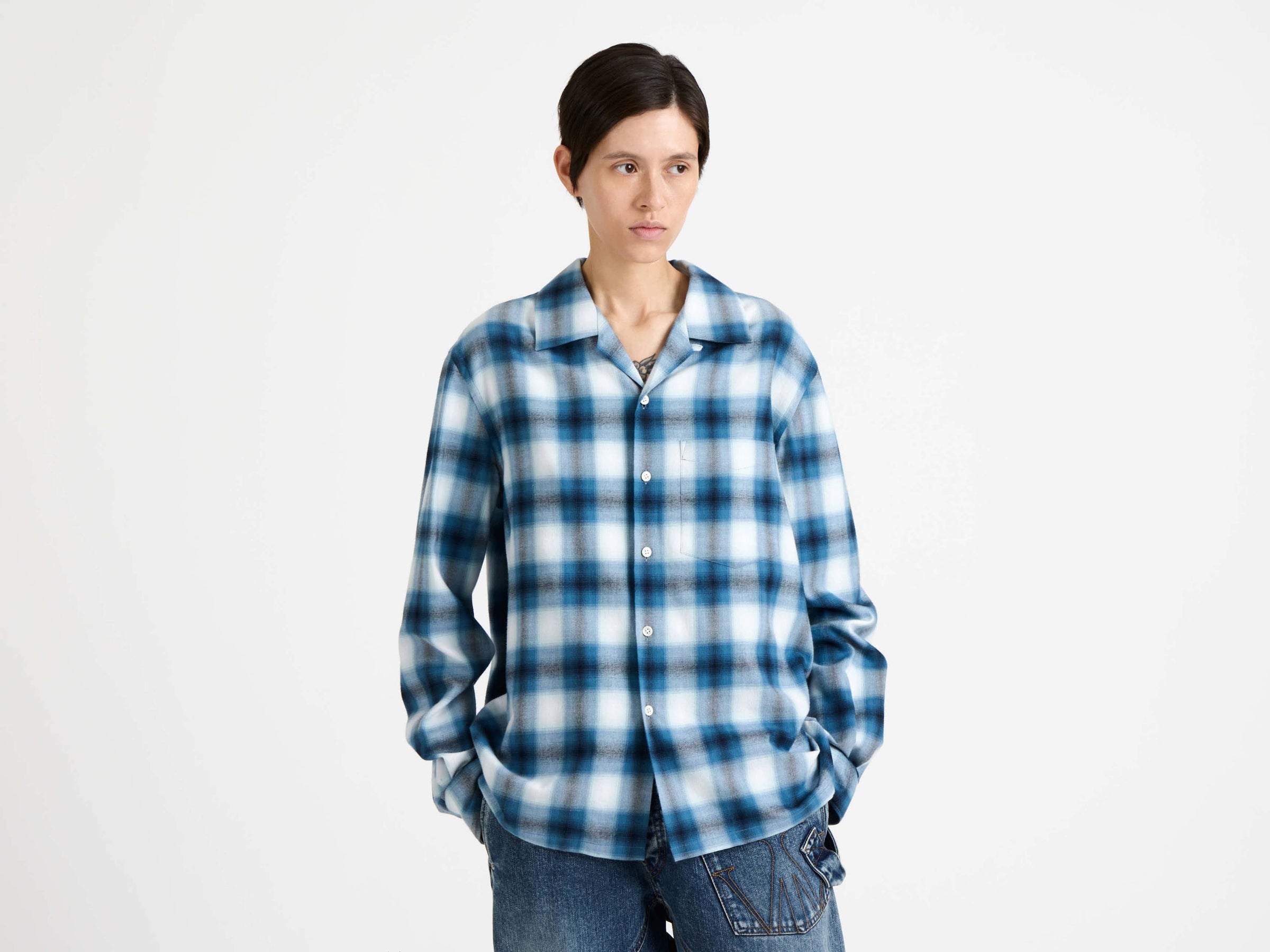 CL_CHECK SHIRT - AIRFORCE BLUE_SH0399PG1889