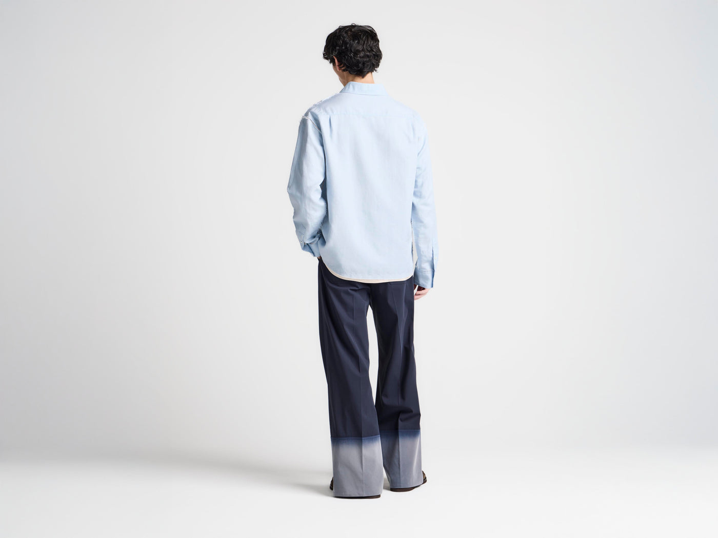 MENS RAW EDGE SHIRT IN PALE BLUE