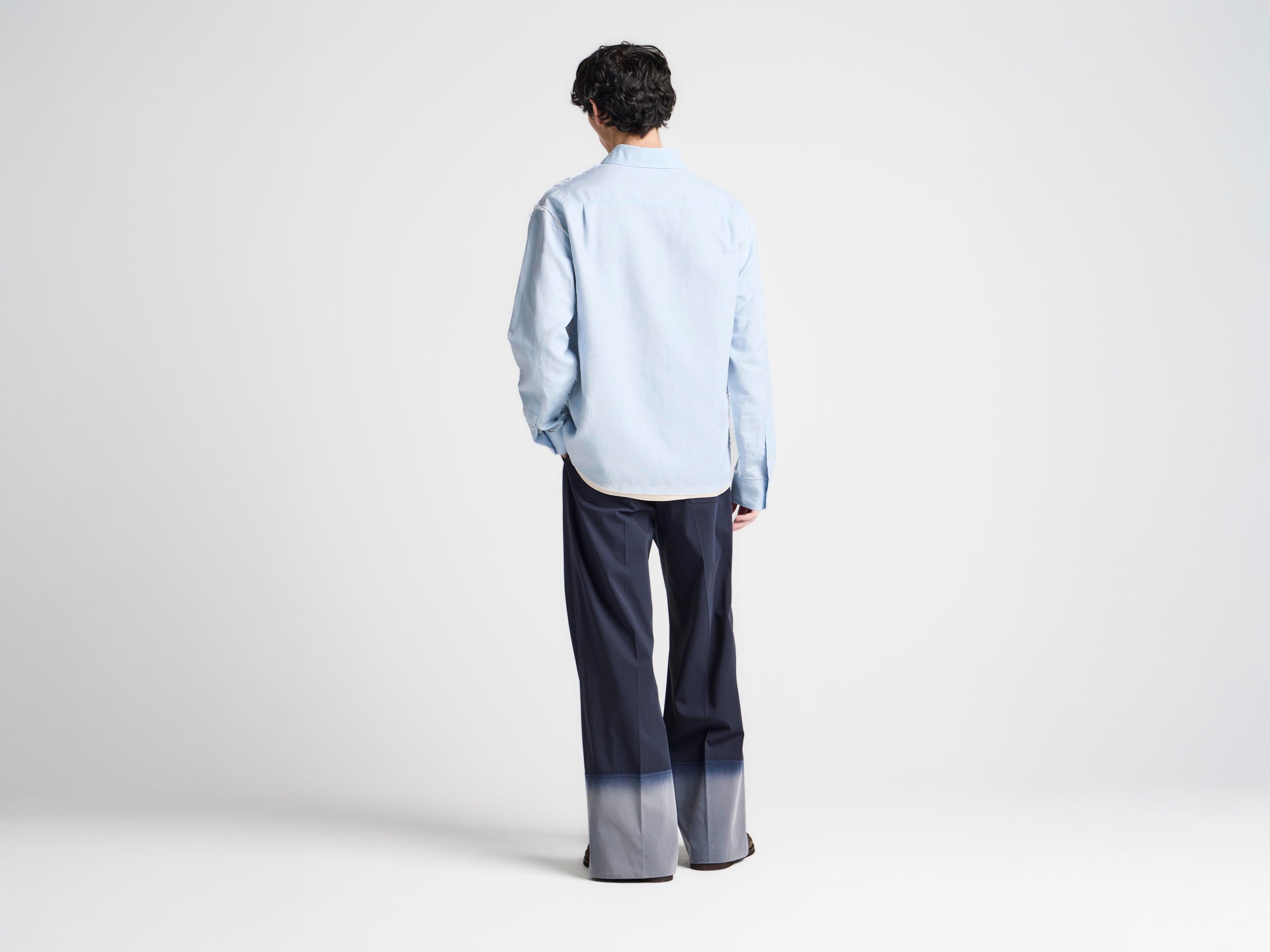 MENS RAW EDGE SHIRT IN PALE BLUE