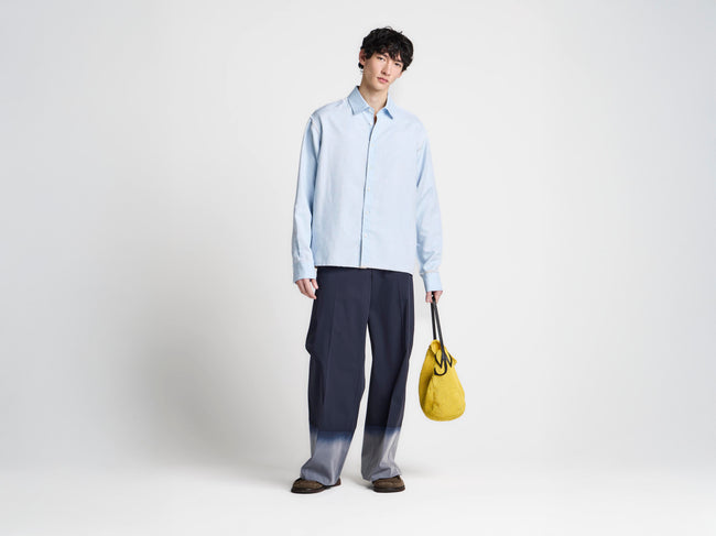 MENS RAW EDGE SHIRT IN PALE BLUE