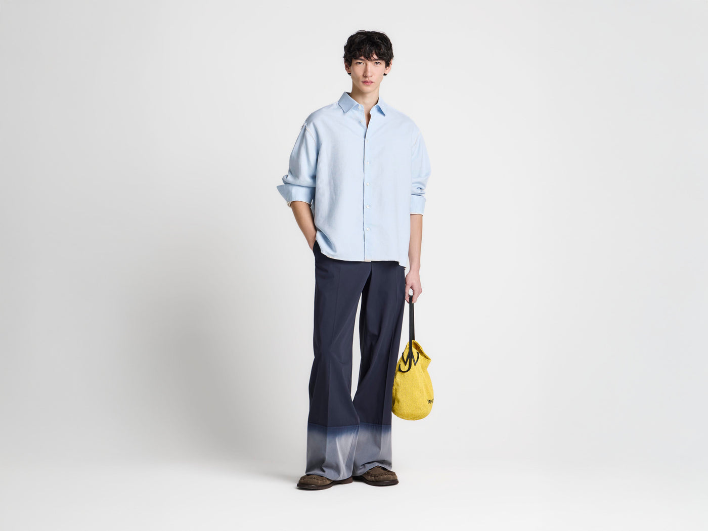 MENS RAW EDGE SHIRT IN PALE BLUE