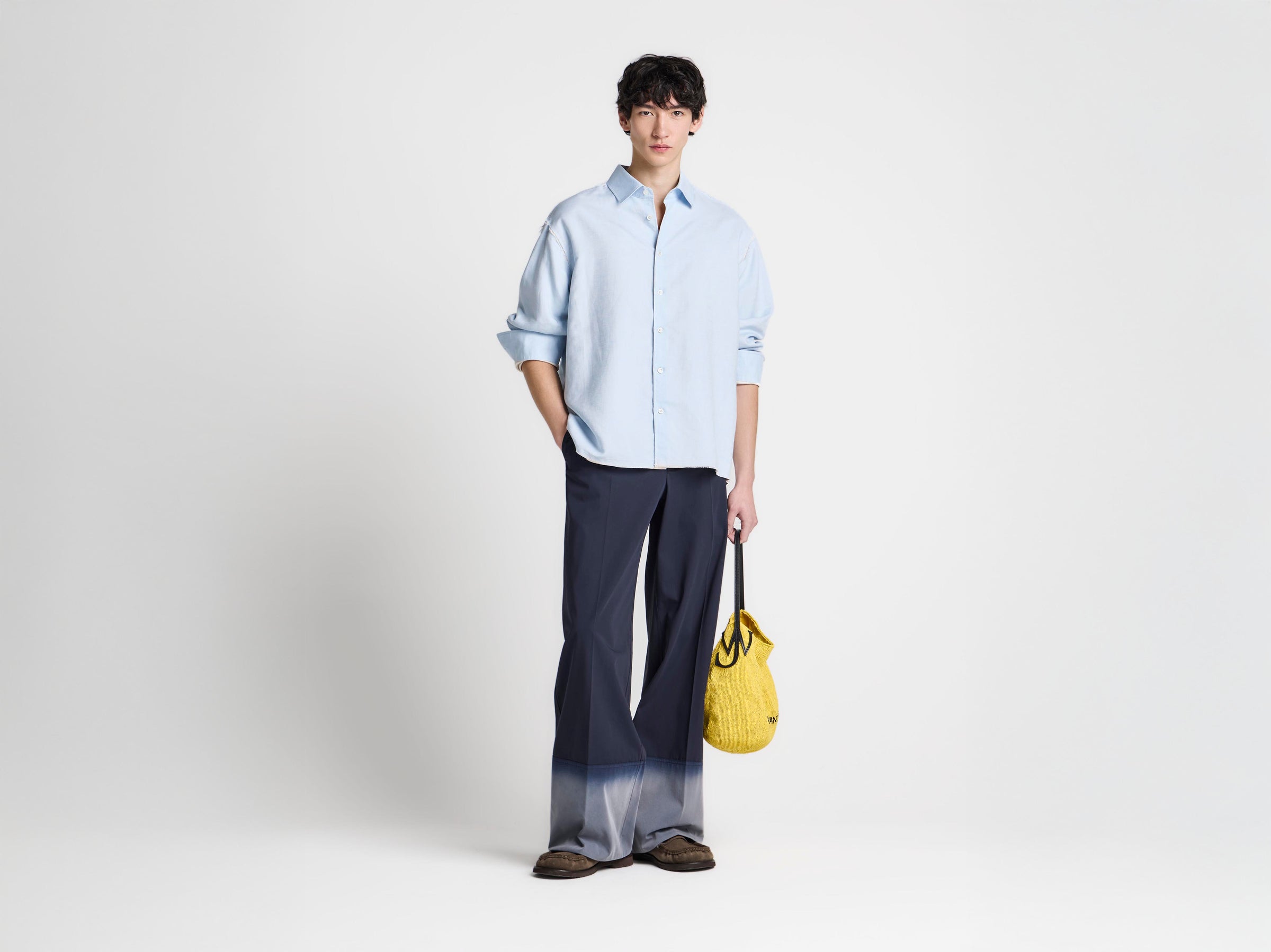 MENS RAW EDGE SHIRT IN PALE BLUE