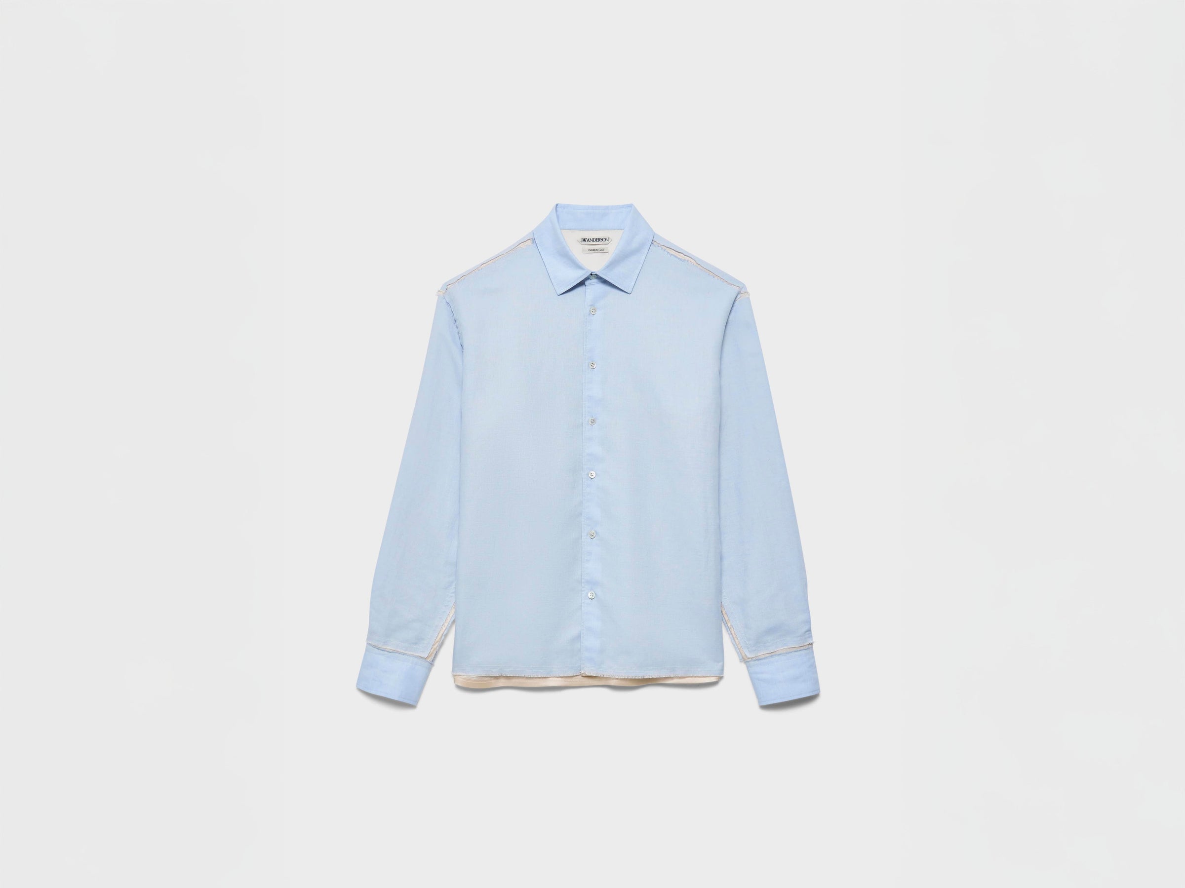 MENS RAW EDGE SHIRT IN PALE BLUE