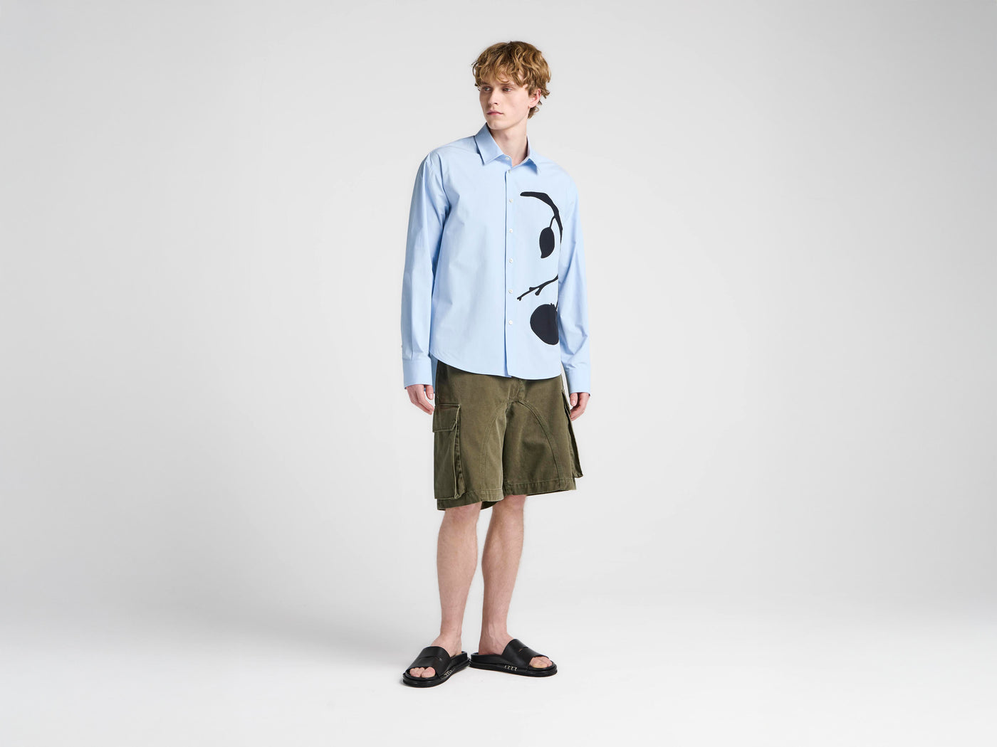 MENS PERSIMMON APPLIQUE SHIRT IN PALE BLUE