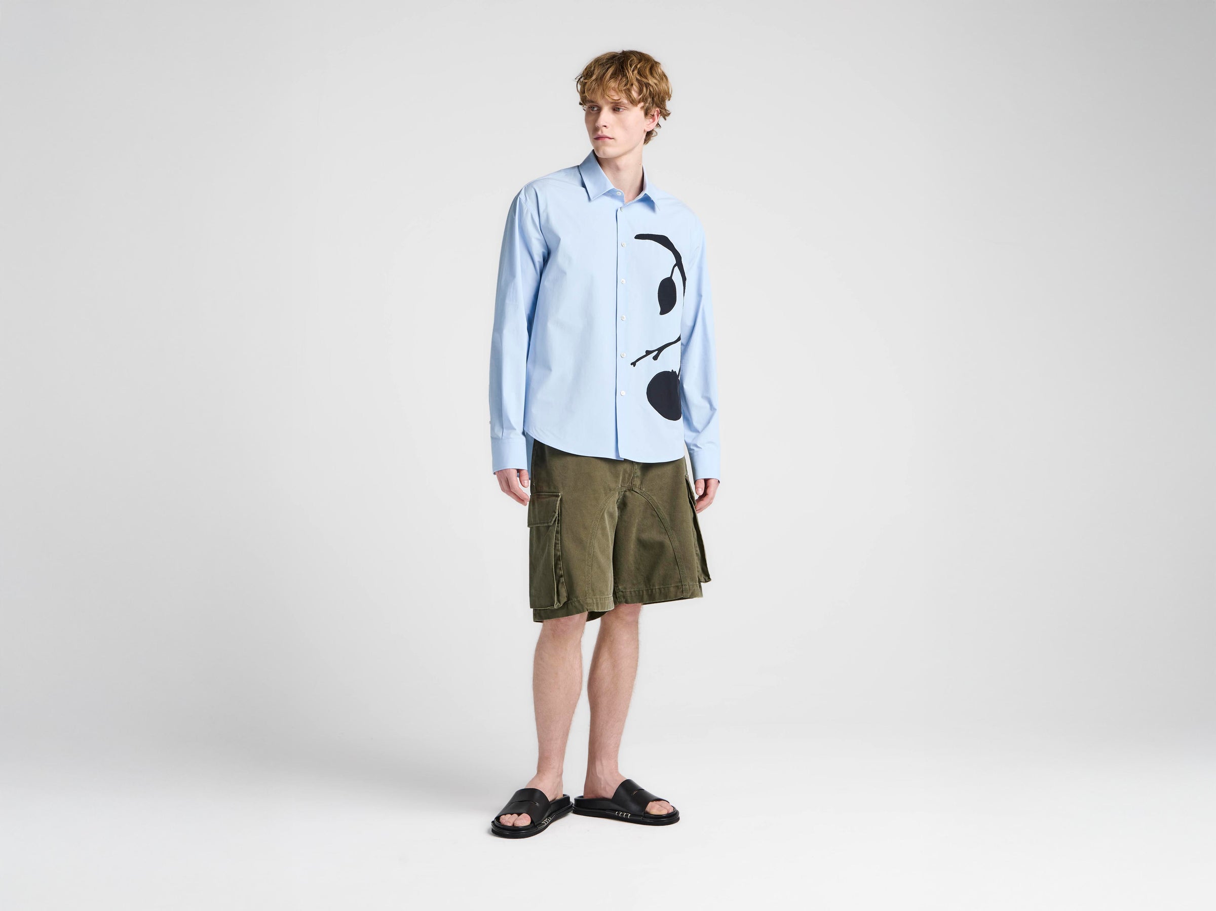 MENS PERSIMMON APPLIQUE SHIRT IN PALE BLUE