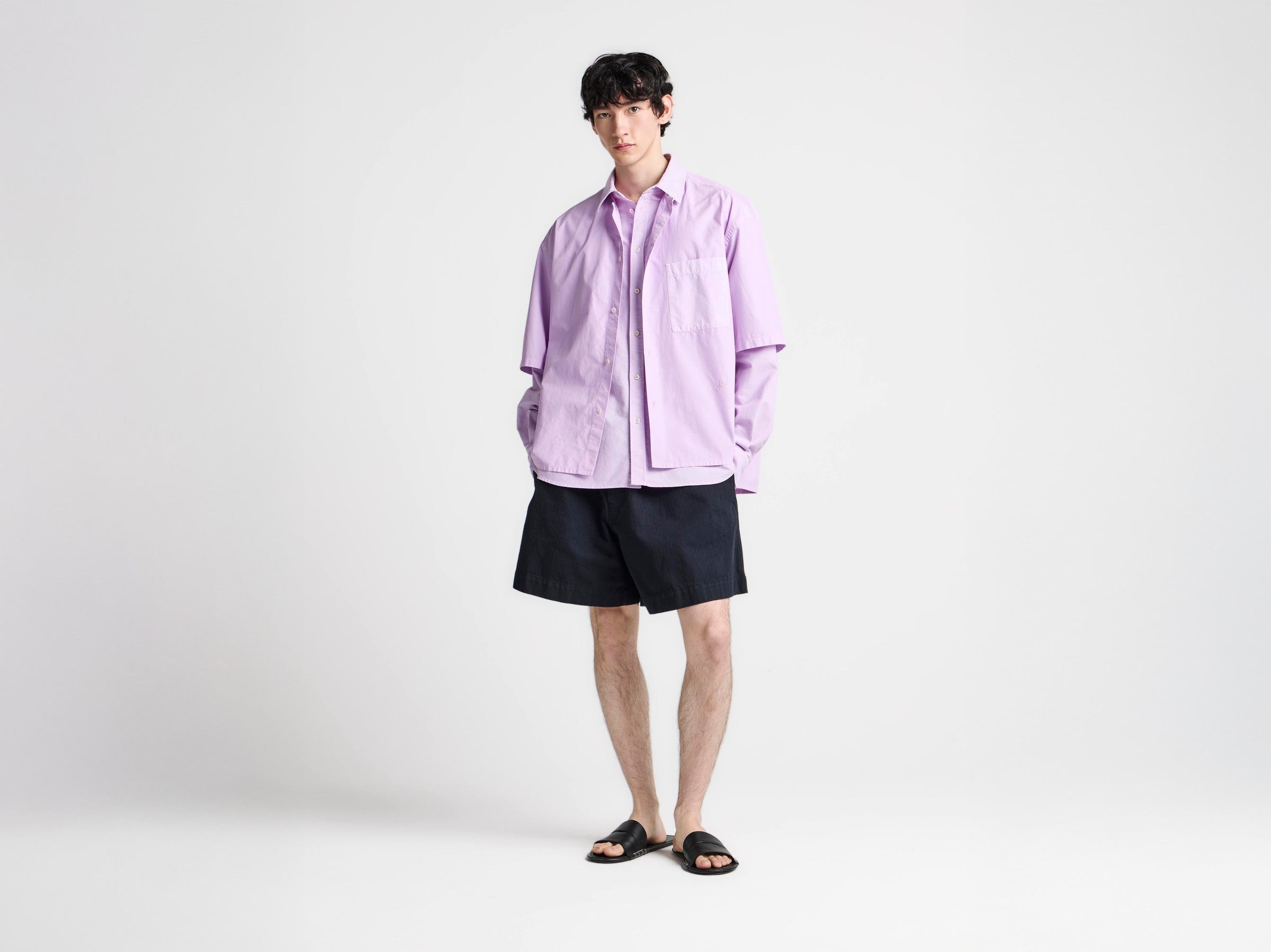 MENS DOUBLE-LAYERED SHIRT IN LILAC