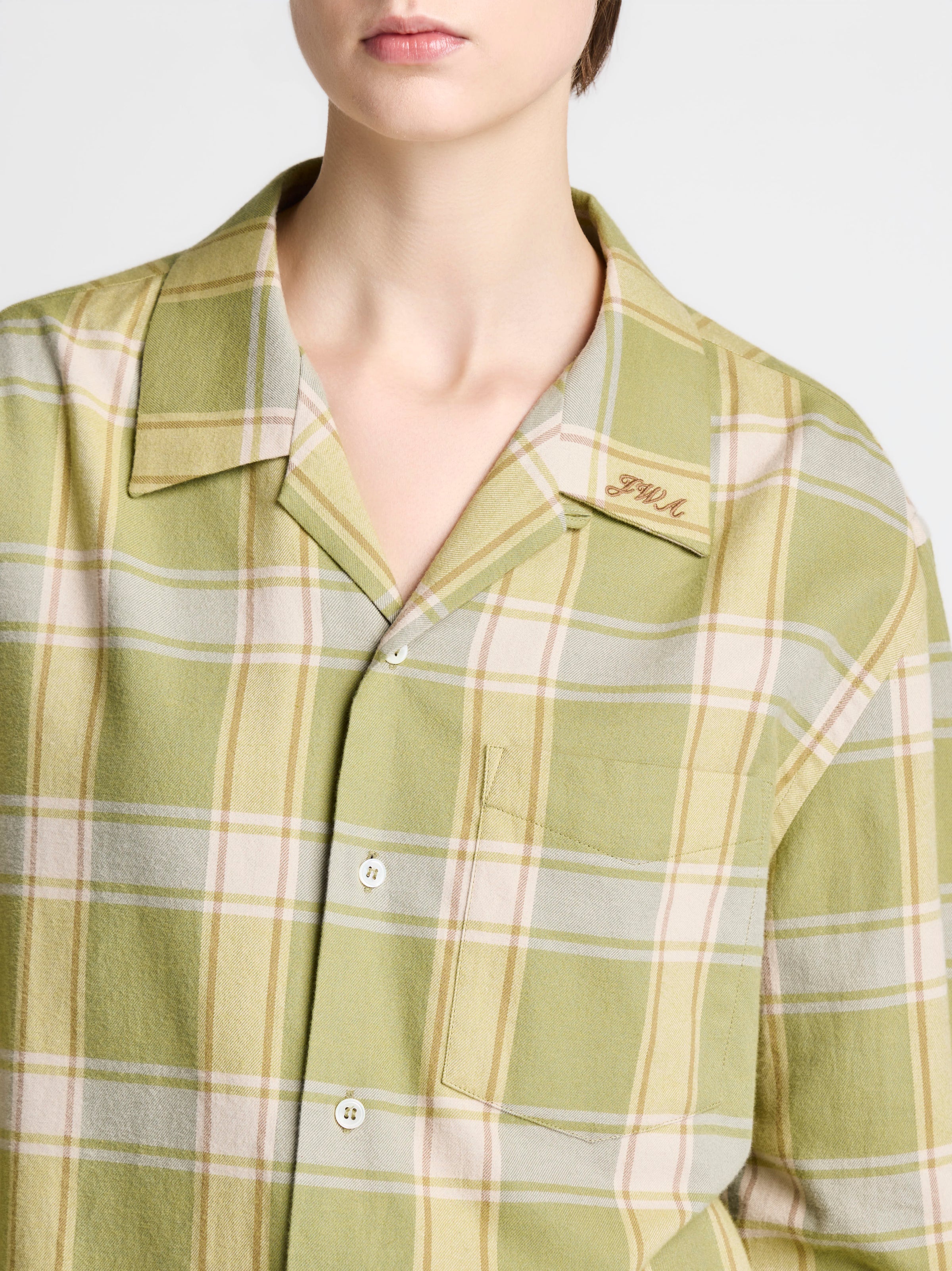 WOMENS CHECKERED SHIRT IN APPLE GREEN