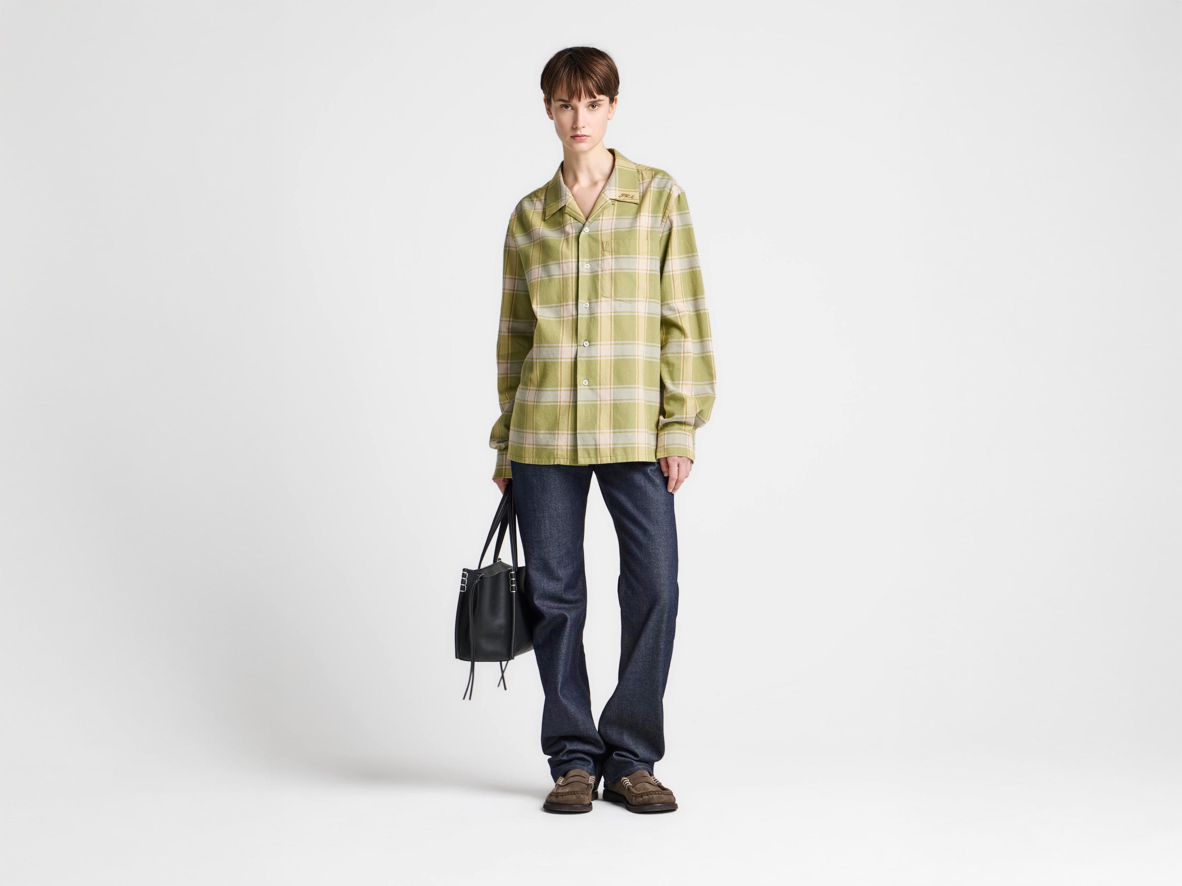 WOMENS CHECKERED SHIRT IN APPLE GREEN
