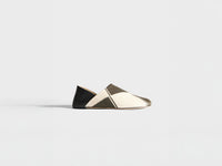 WOMENS LEATHER SLIPPER MULES IN BLACK & MULTI