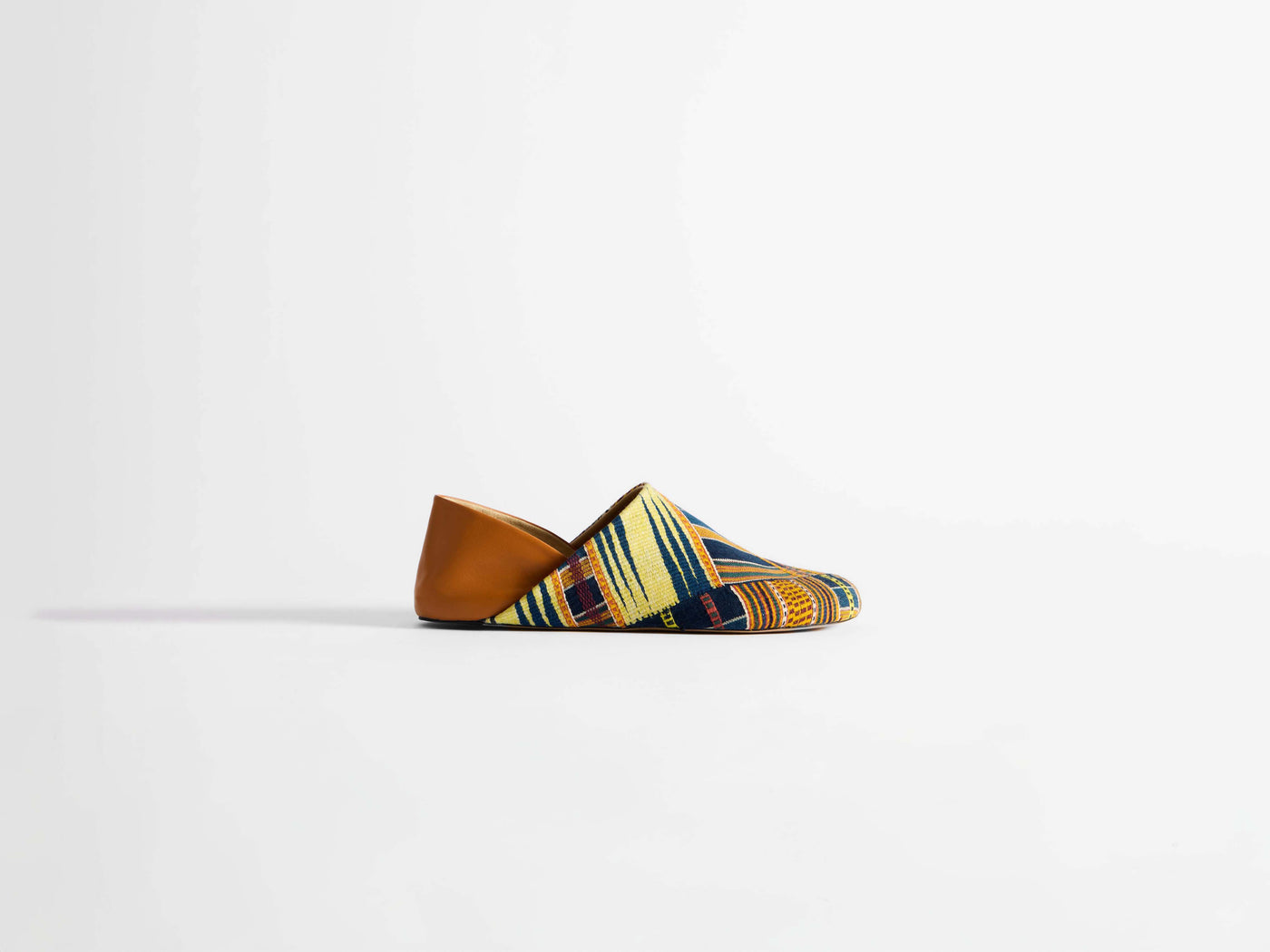 MENS SLIPPER MULES IN BLUE & MULTI