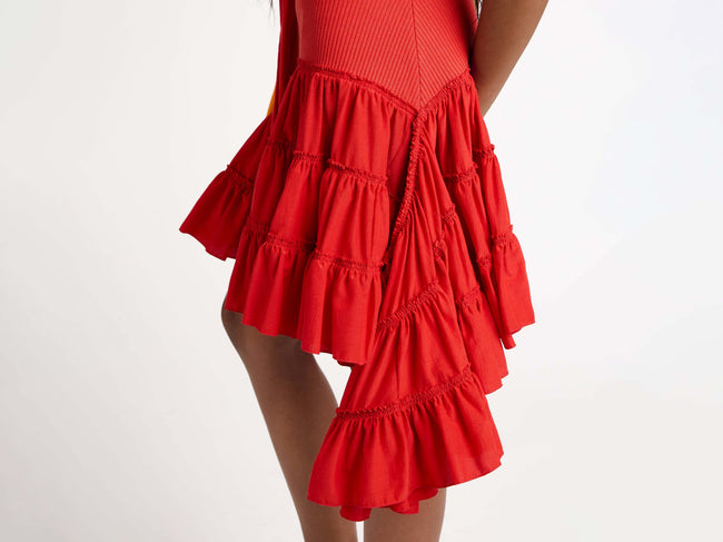 ruffle skirt red Model Detail 1