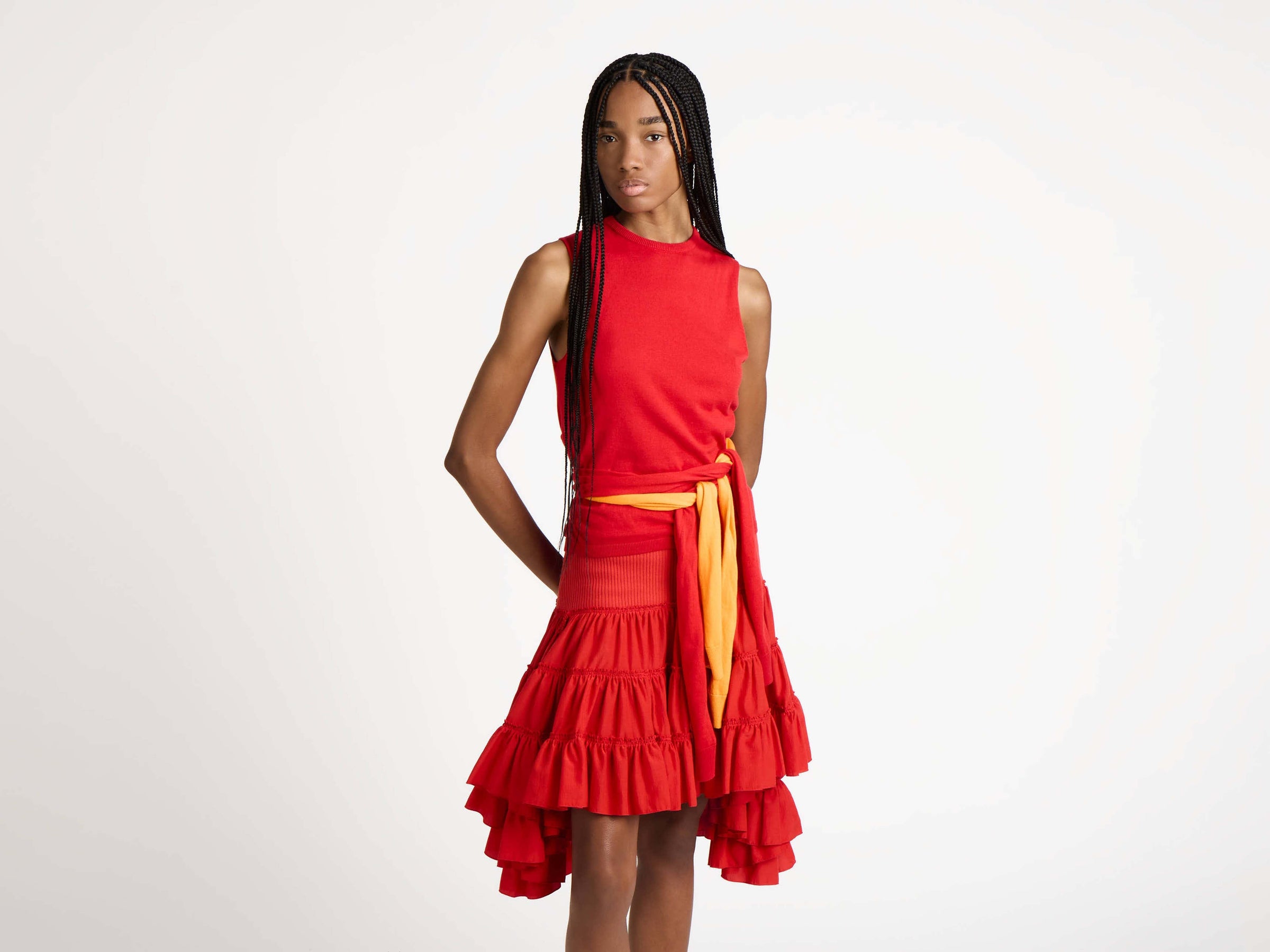 ruffle skirt red Model Detail 5