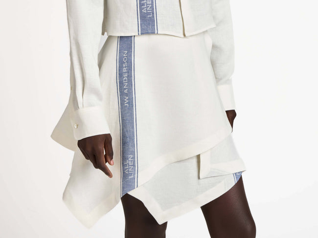 WOMENS PANEL SKIRT IN OFF-WHITE & BLUE