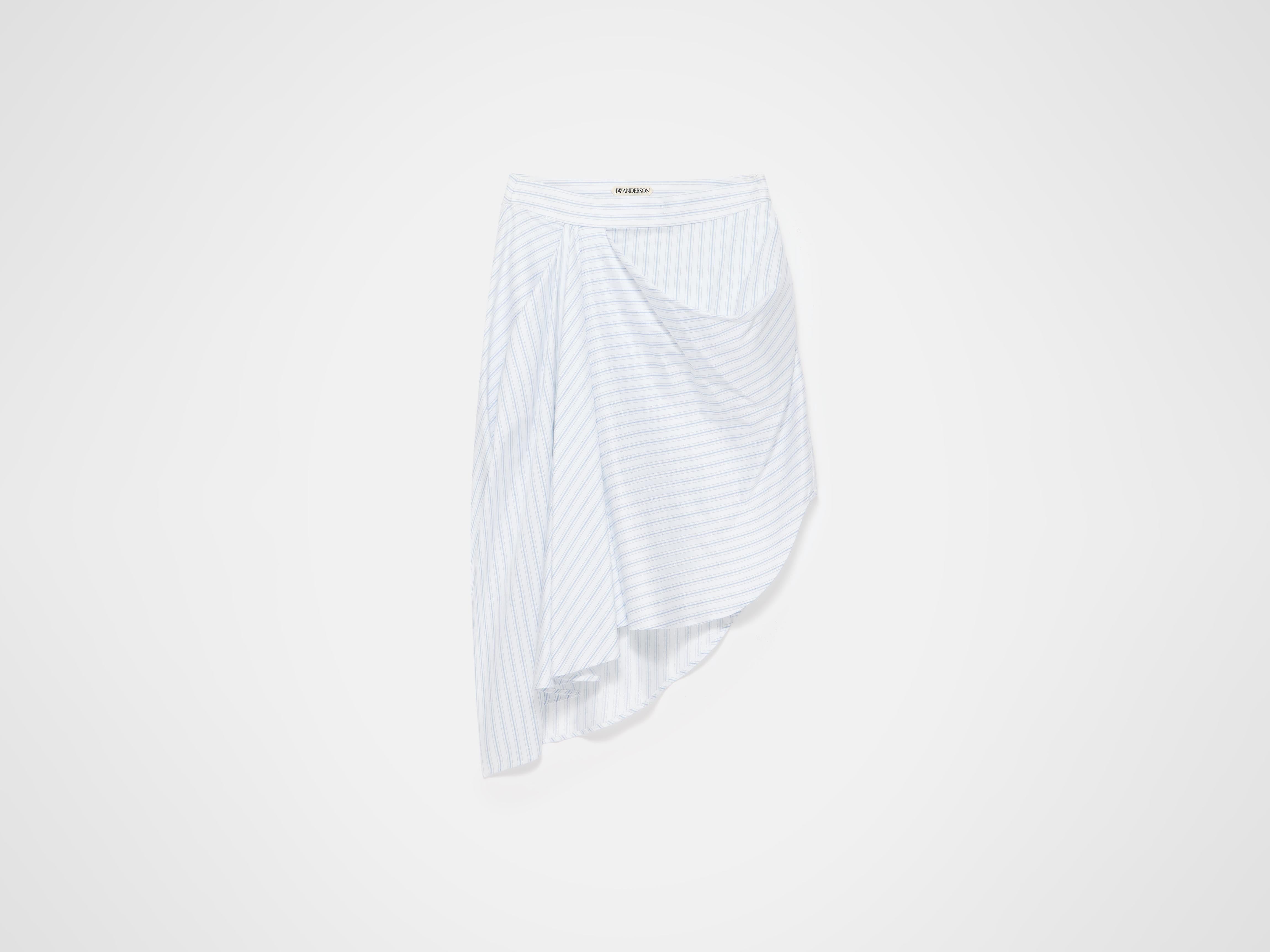 WOMENS ASYMMETRIC DRAPED SKIRT IN WHITE & BLUE in WHITE/BLUE